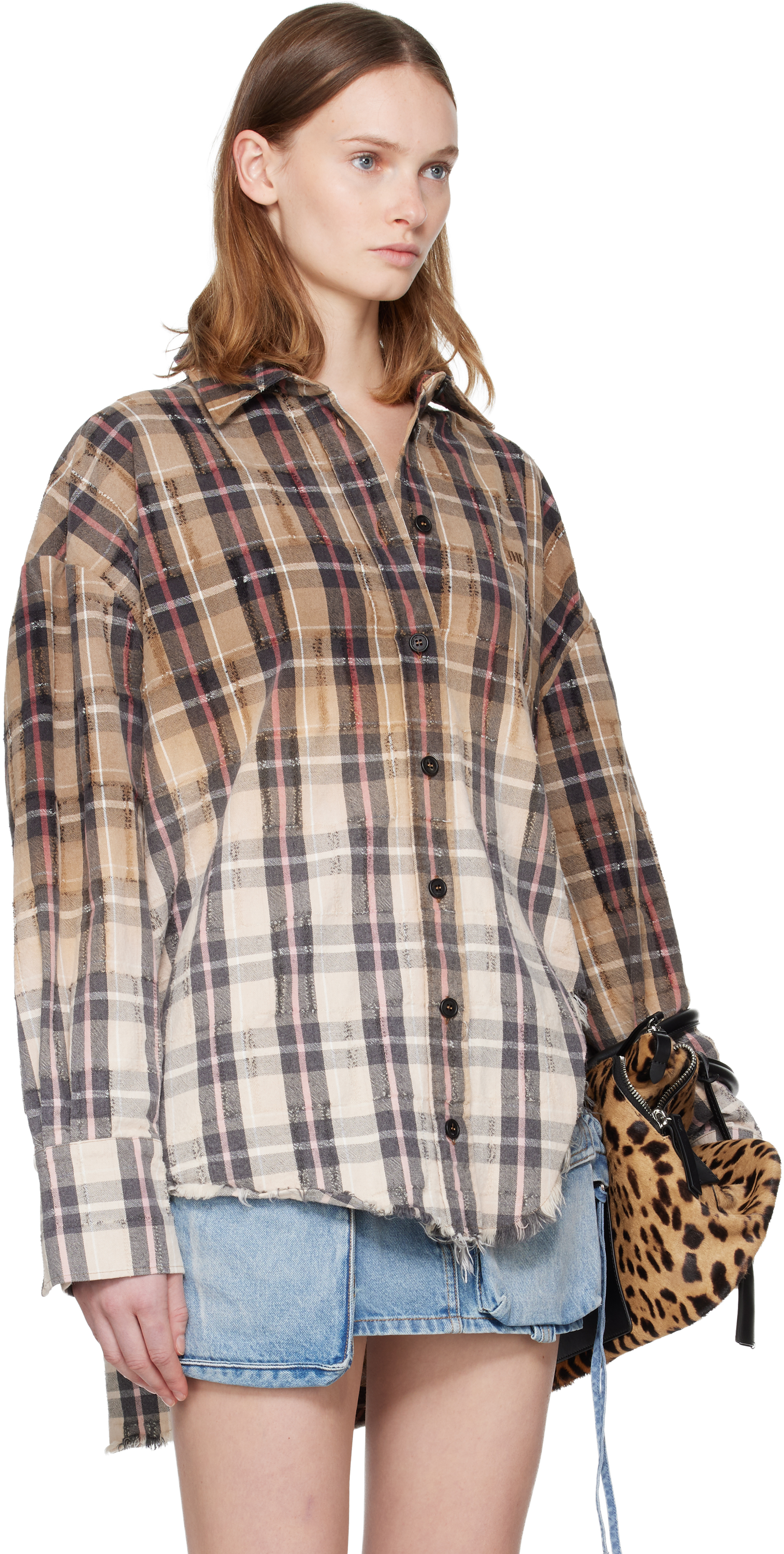 Attico Beige Diana Shirt In Multi