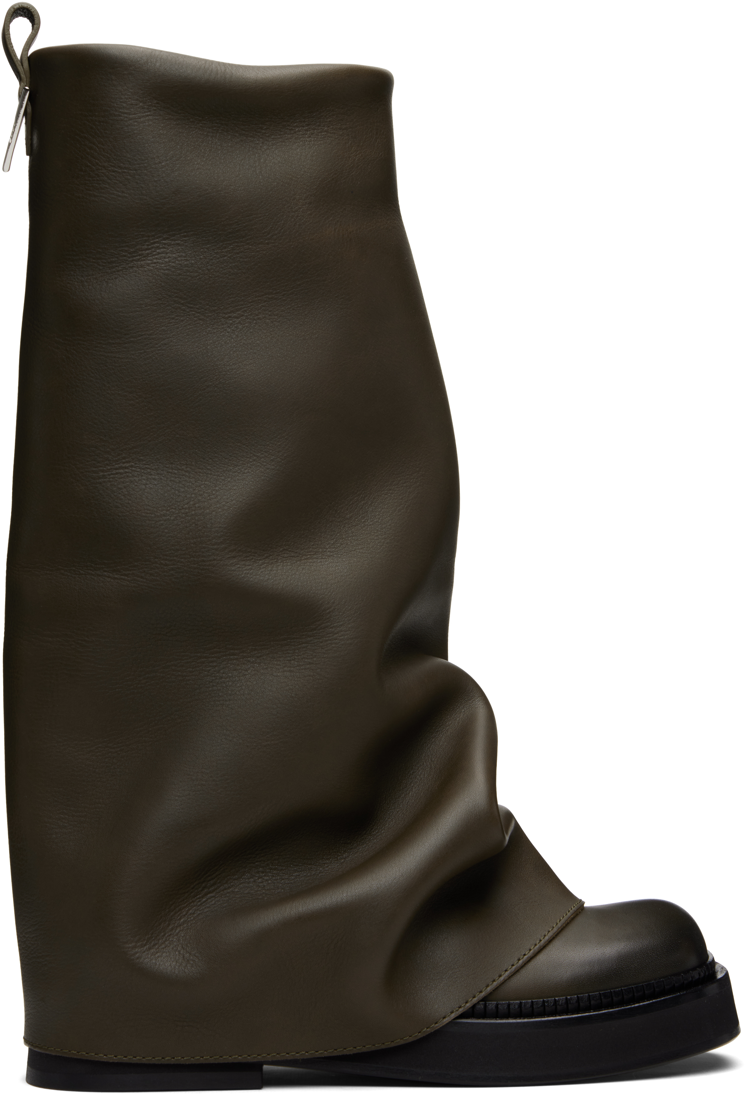 Attico Green Robin Combat Boots In Brown