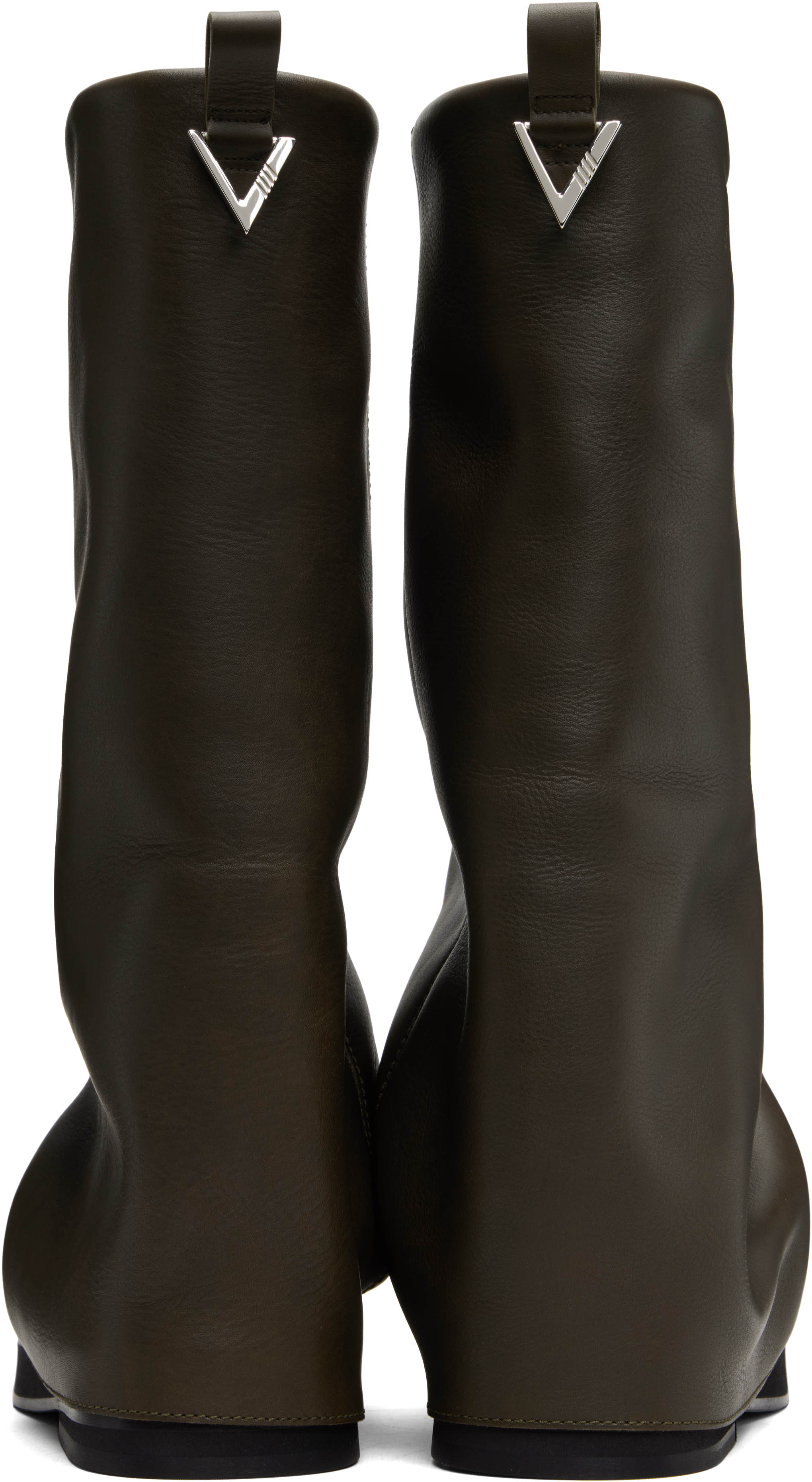 Attico Green Robin Combat Boots In Brown