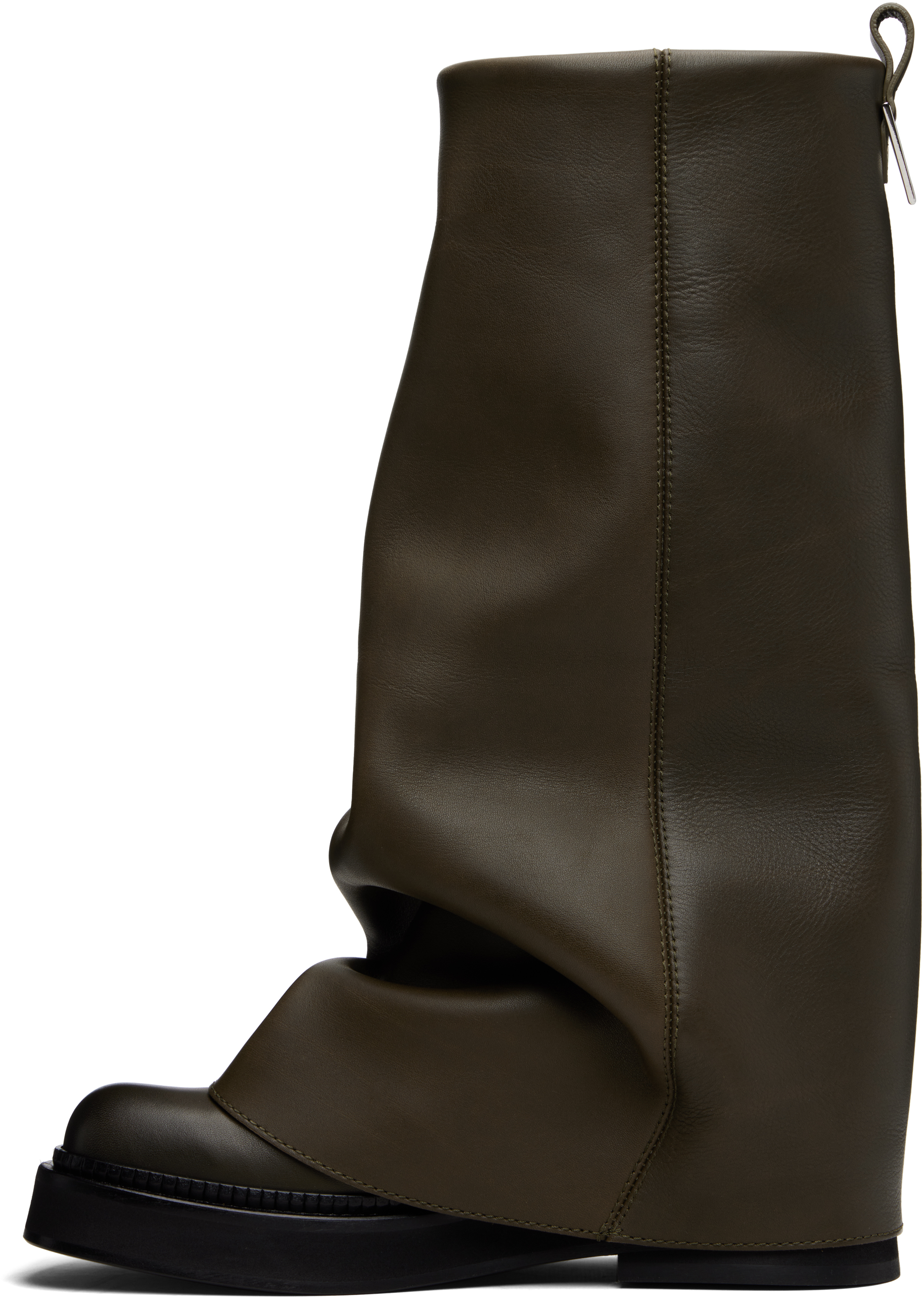 Attico Green Robin Combat Boots In Brown