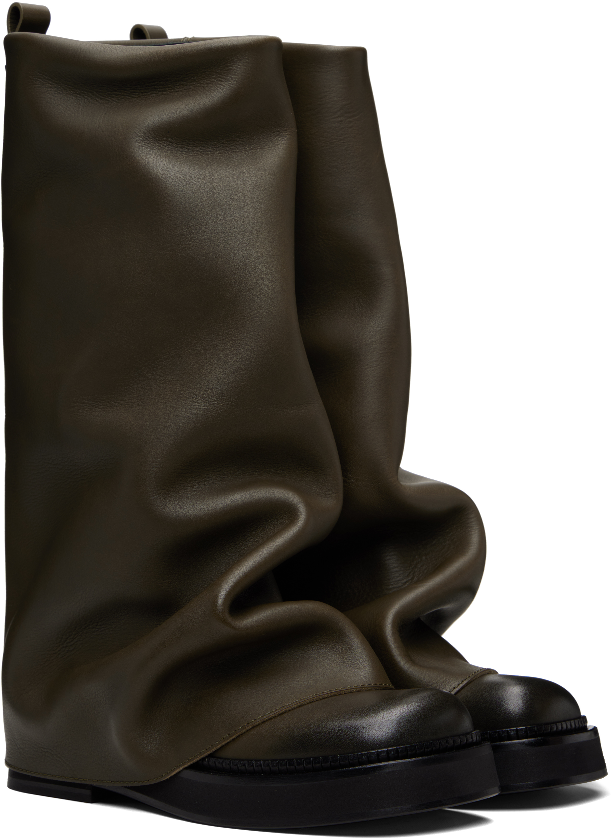 Attico Green Robin Combat Boots In Brown