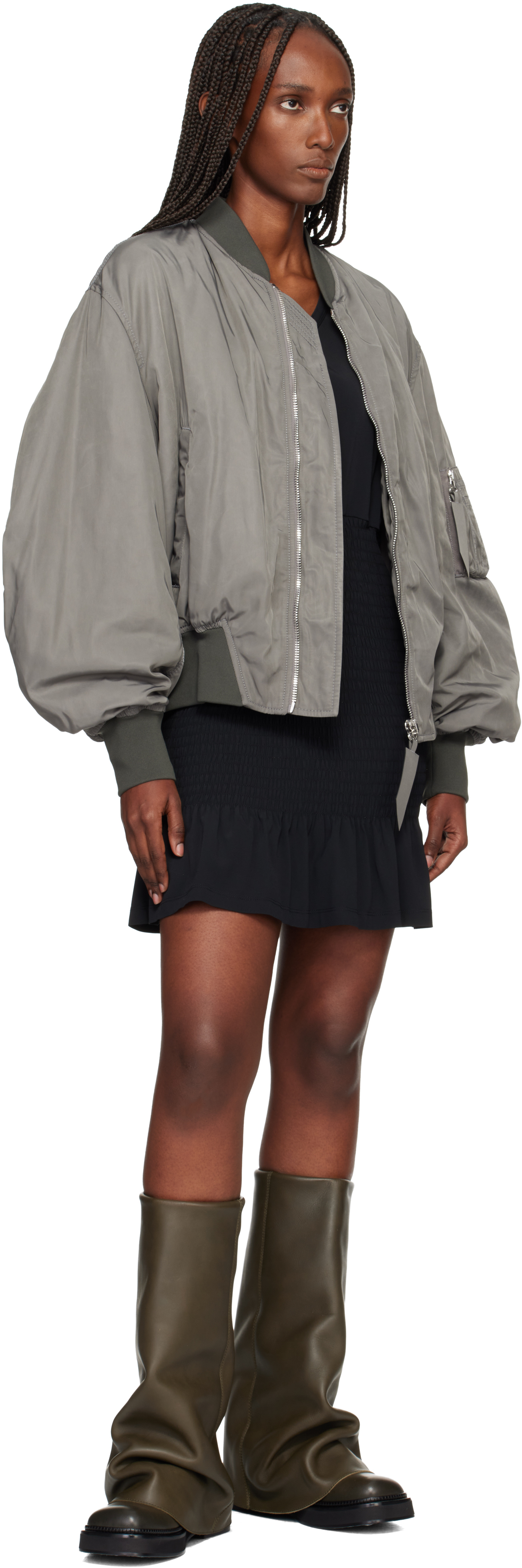 Attico Green Robin Combat Boots In Brown