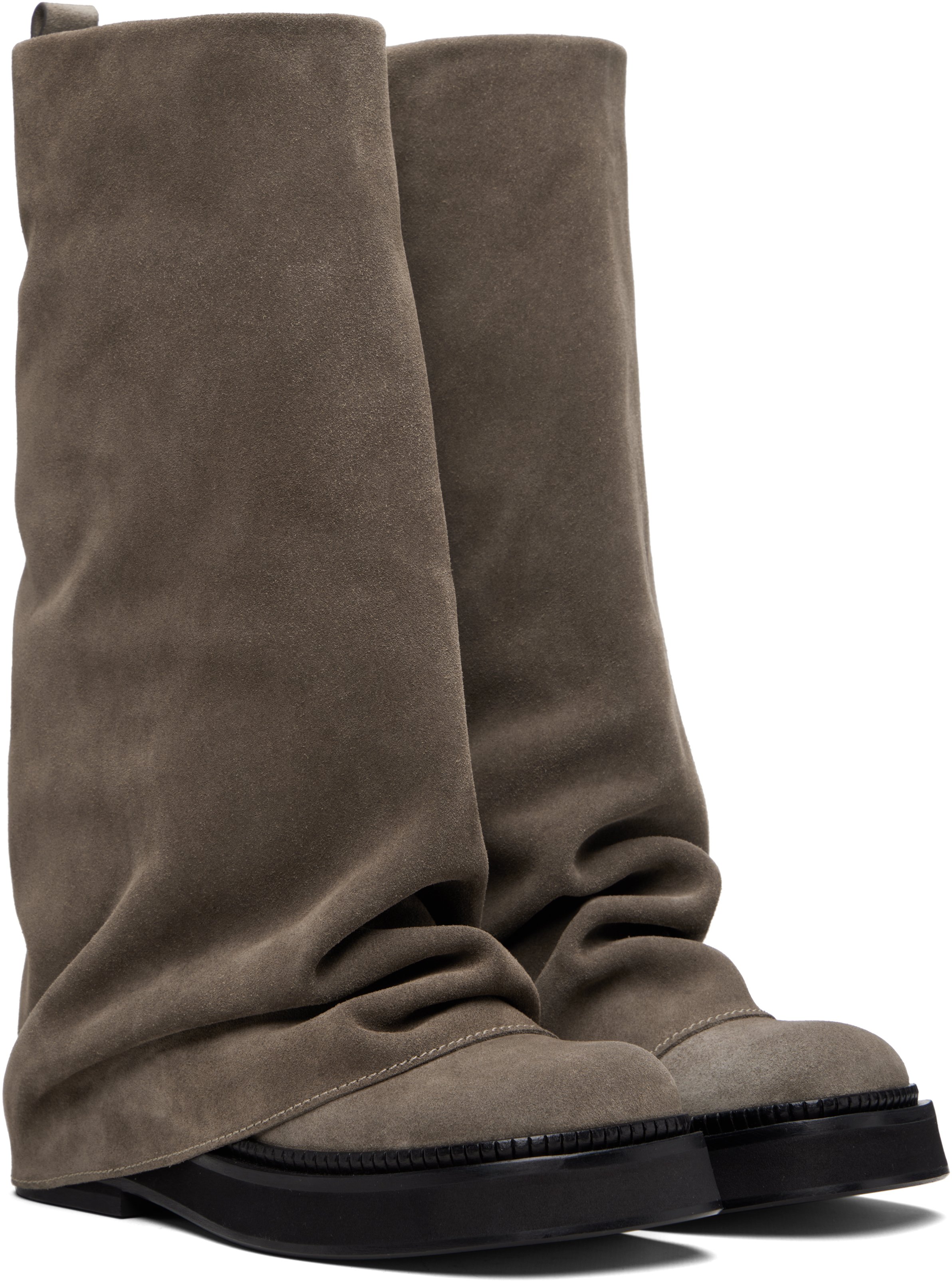 Attico Taupe Robin Combat Boots In Brown
