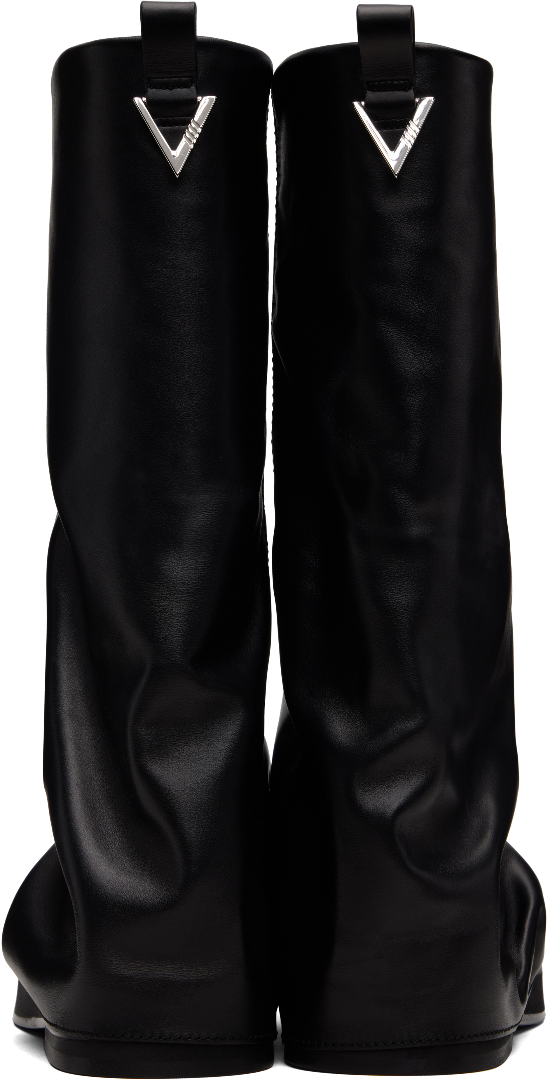 Attico Robin Black Boots With Square Toe And Logo Plaque On The Rear In Leather Woman In Black