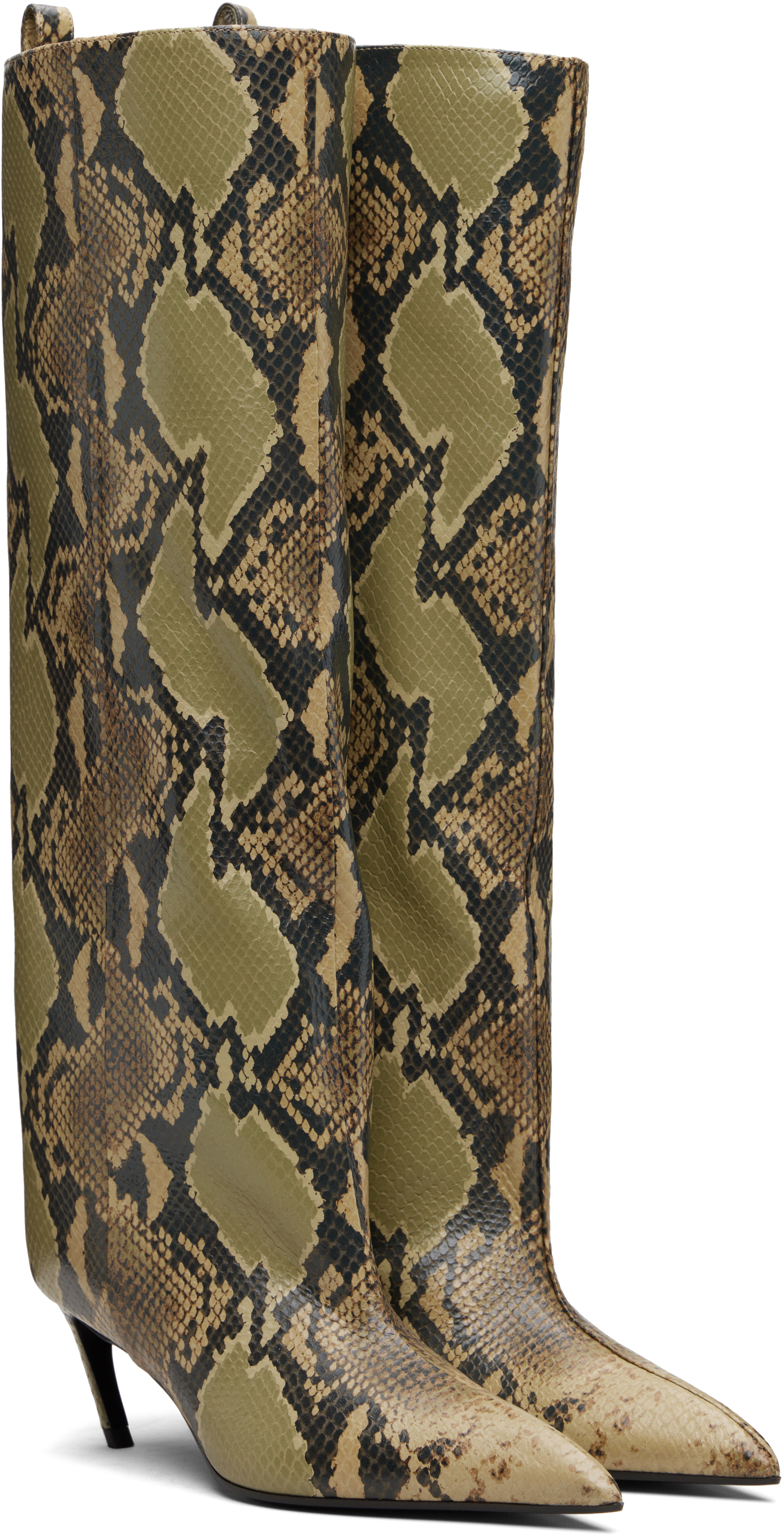 Attico Khaki Lea Tall Boots In Green