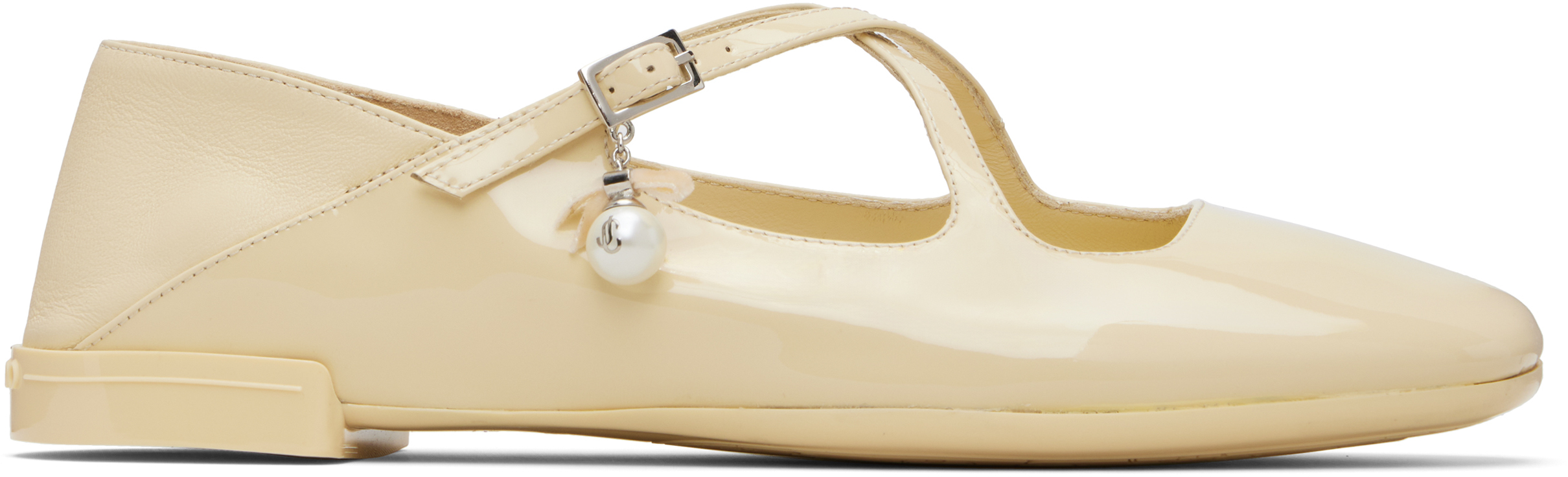 Jimmy Choo Off-white Eleri Ballerina Flats In Yellow