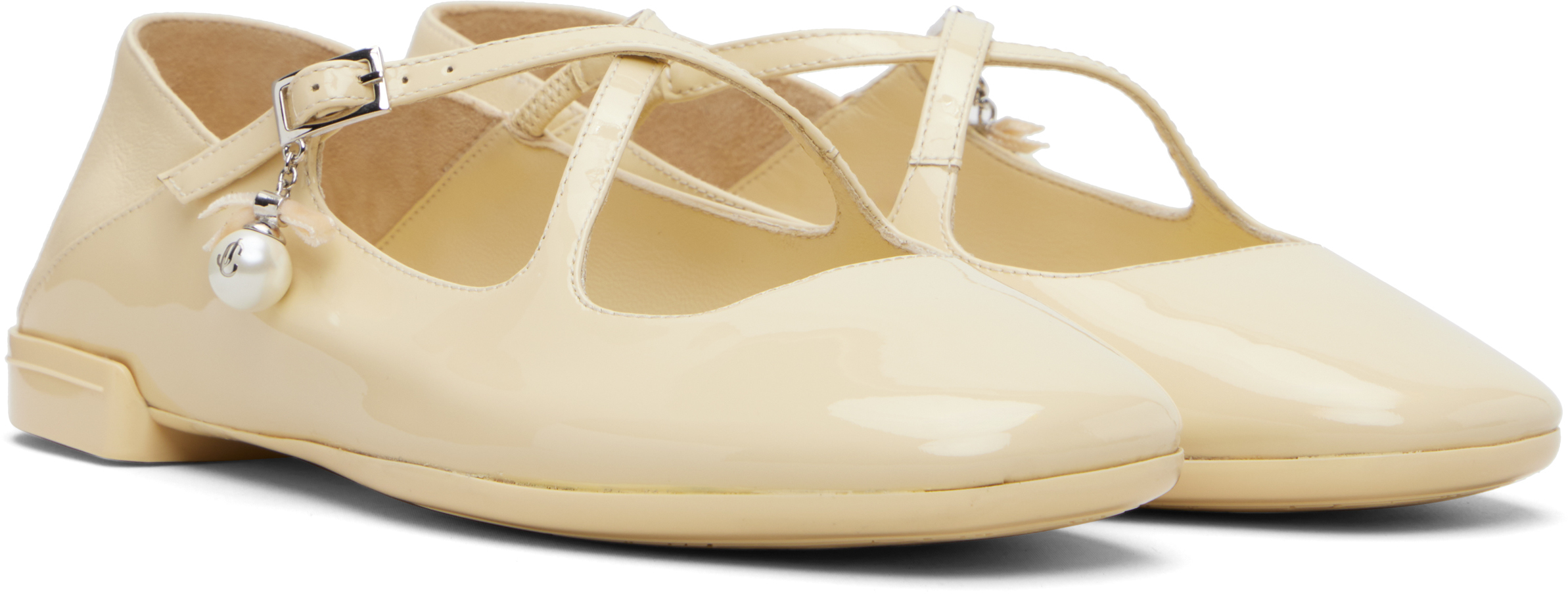 Jimmy Choo Off-white Eleri Ballerina Flats In Yellow