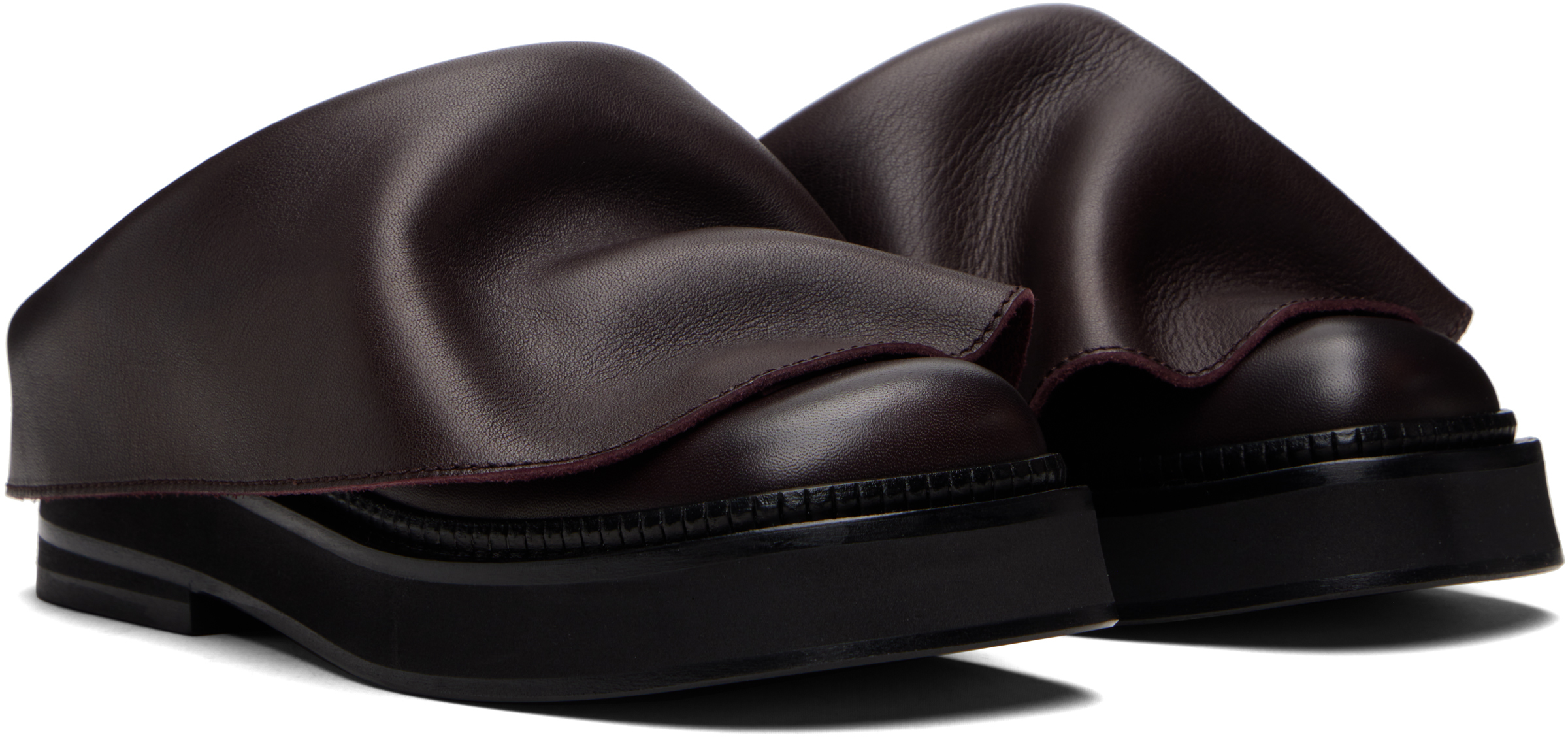 Attico Brown Mini Robin Sabot Loafers In Black