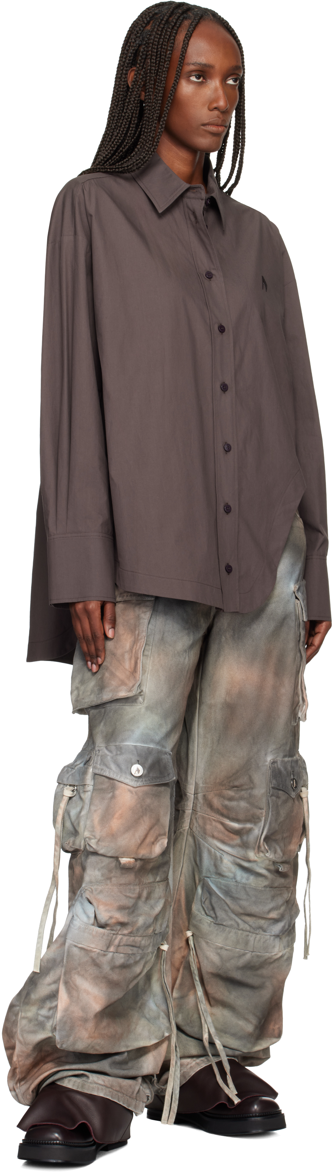 Attico Brown Mini Robin Sabot Loafers In Black