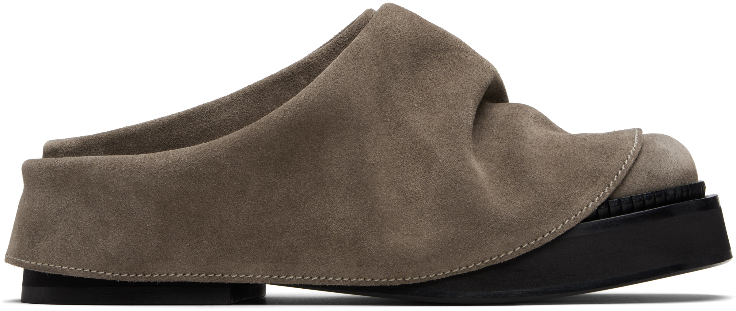 Attico Taupe Mini Robin Sabot Loafers In Brown
