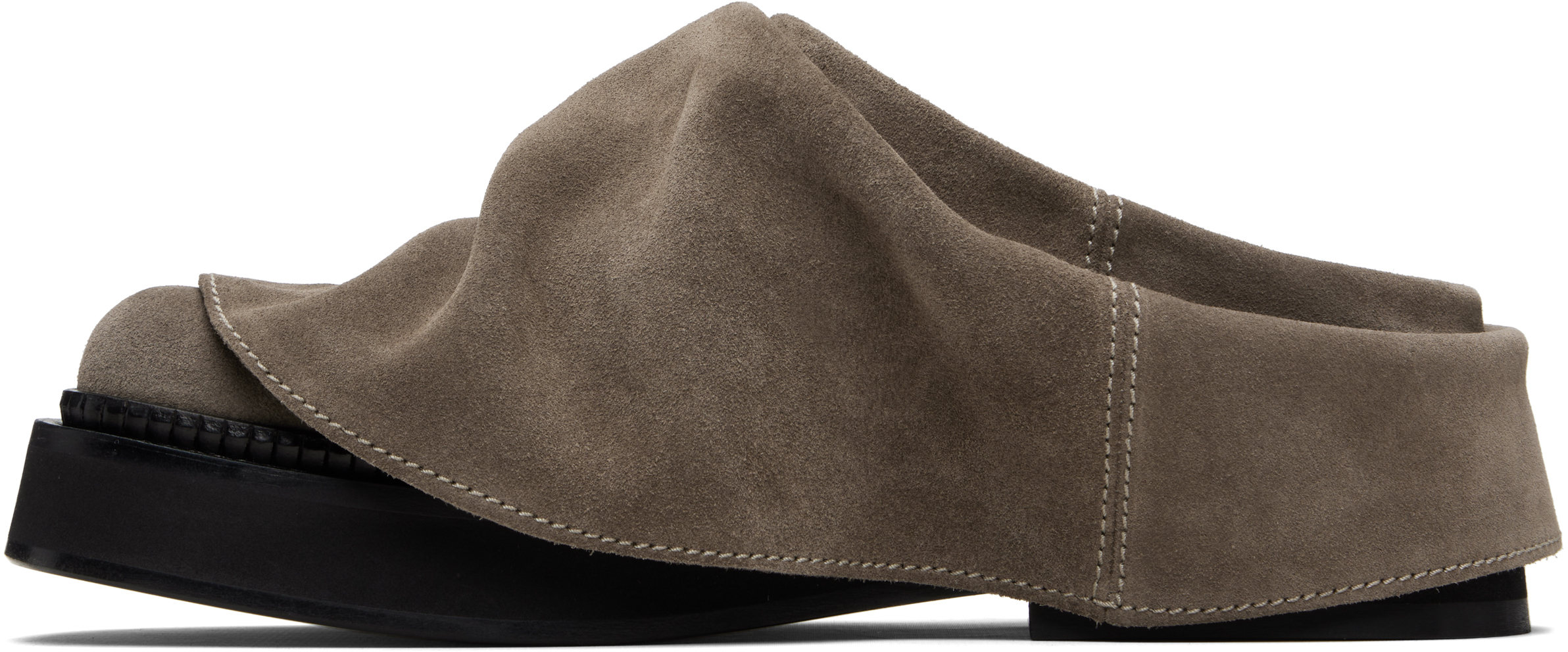 Attico Taupe Mini Robin Sabot Loafers In Brown