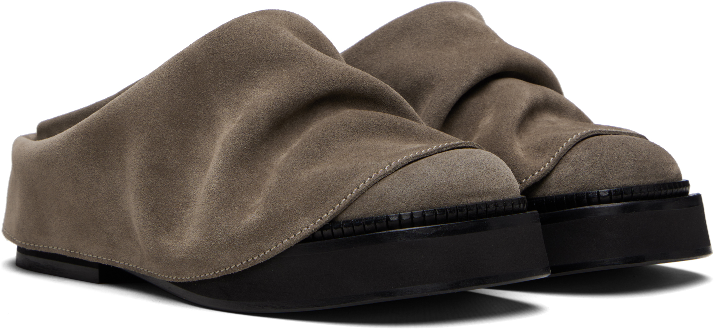 Attico Taupe Mini Robin Sabot Loafers In Brown