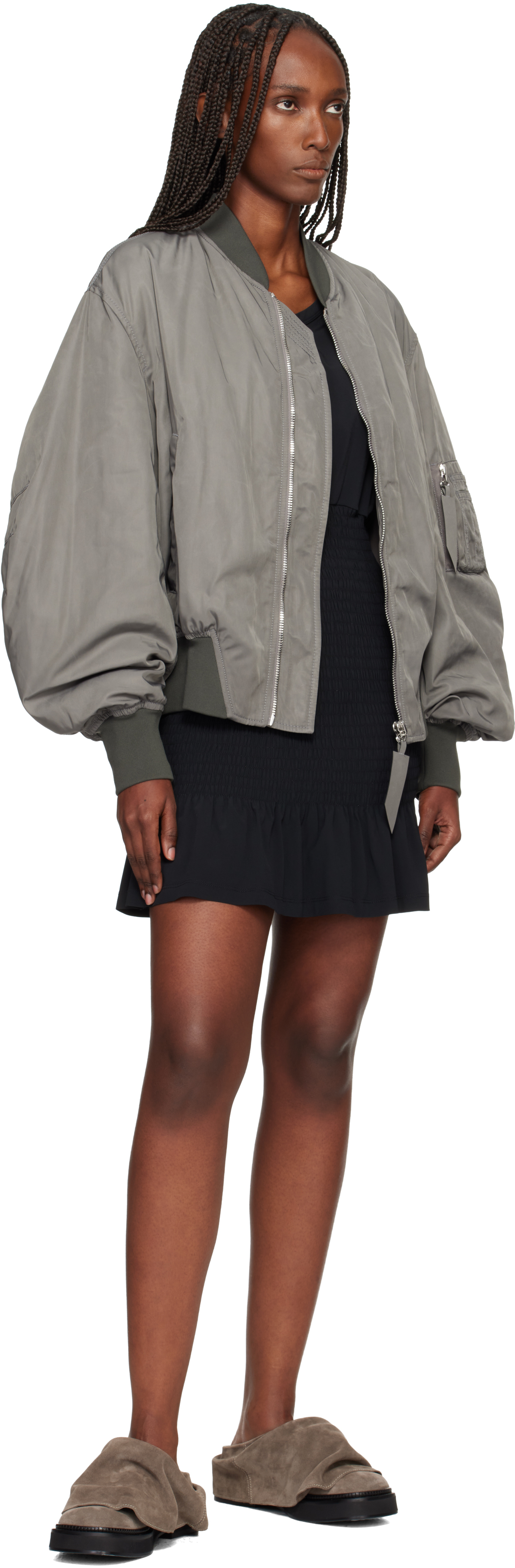 Attico Taupe Mini Robin Sabot Loafers In Brown