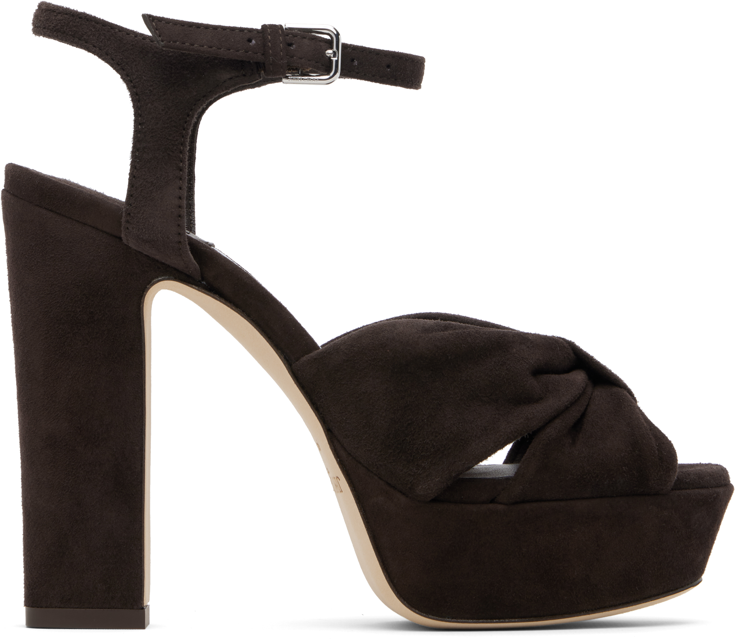 Jimmy Choo Brown Heloise 120 Heeled Sandals