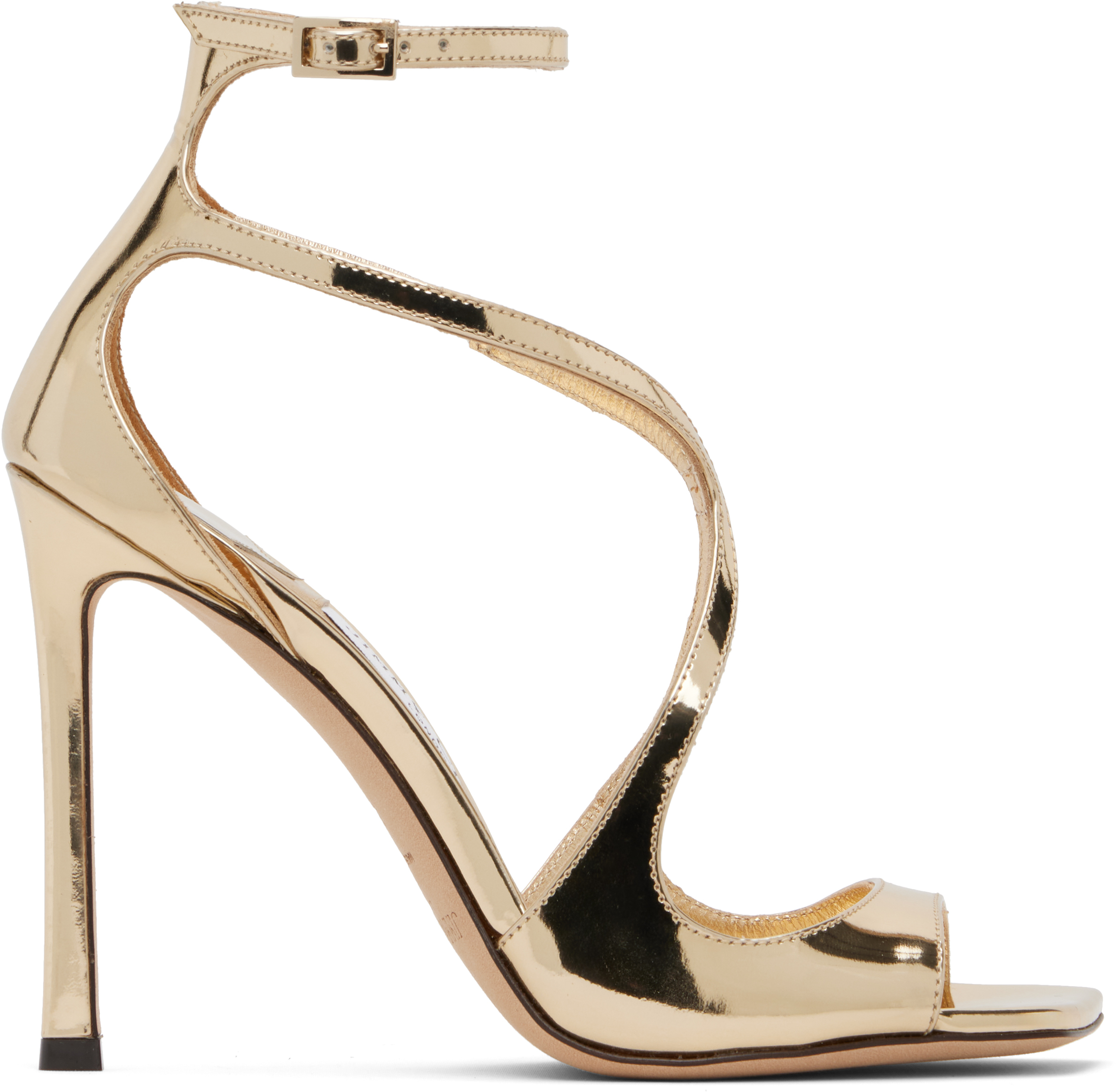 Jimmy Choo: Gold Azia 110 Heeled Sandals | SSENSE