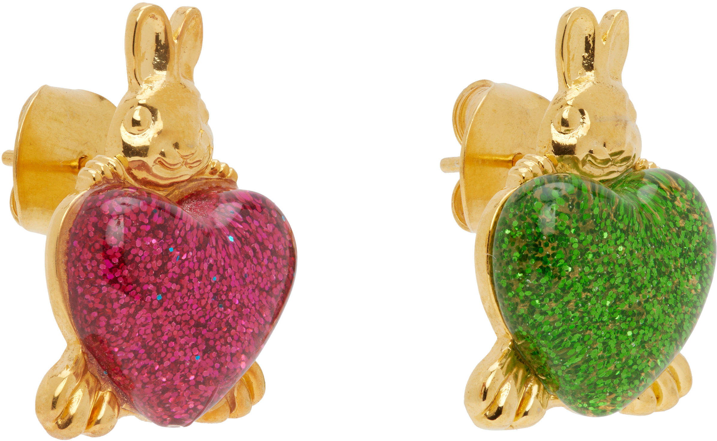 Chopova Lowena Belly Bunnies Stud Earrings In Gold