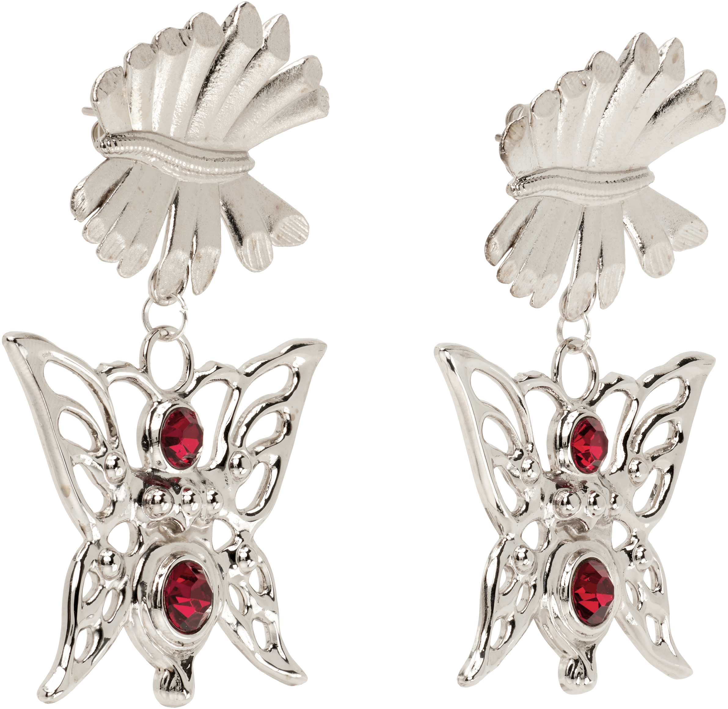 Chopova Lowena Barbed Bug Drop Earrings In Silver