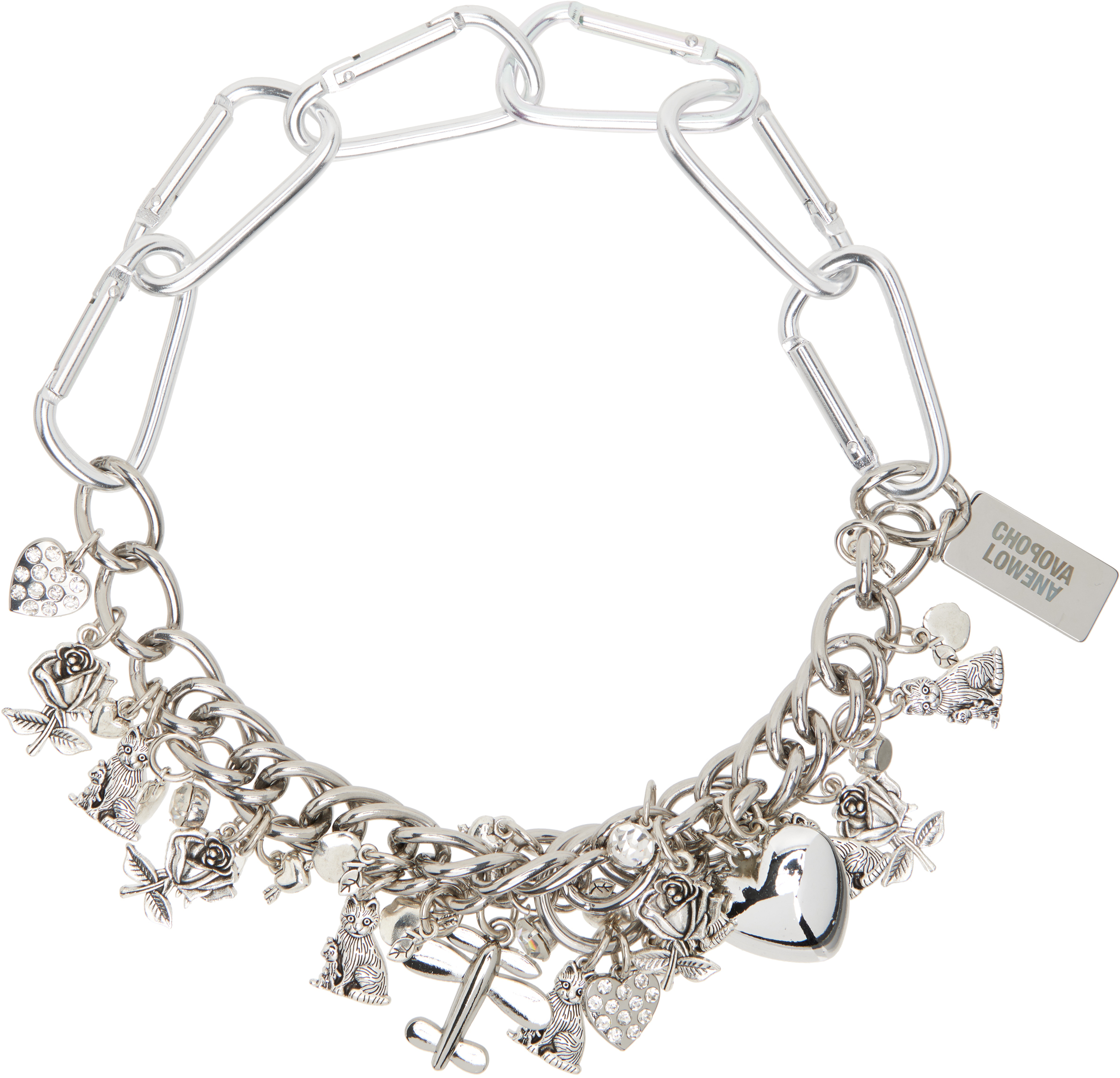 Chopova Lowena Metal Carabiner Necklace In Silver