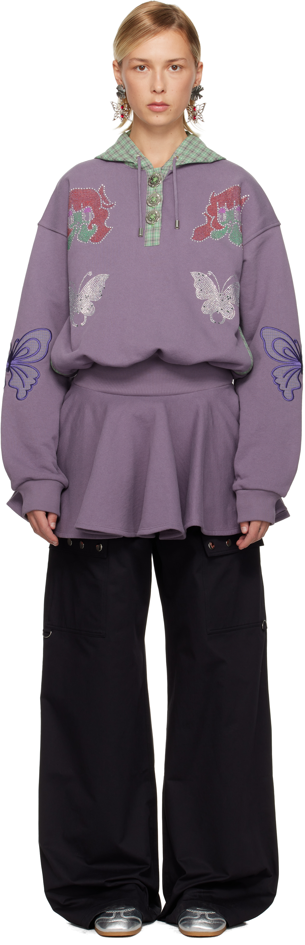 Chopova Lowena Purple Quimby Hooded Midi Dress