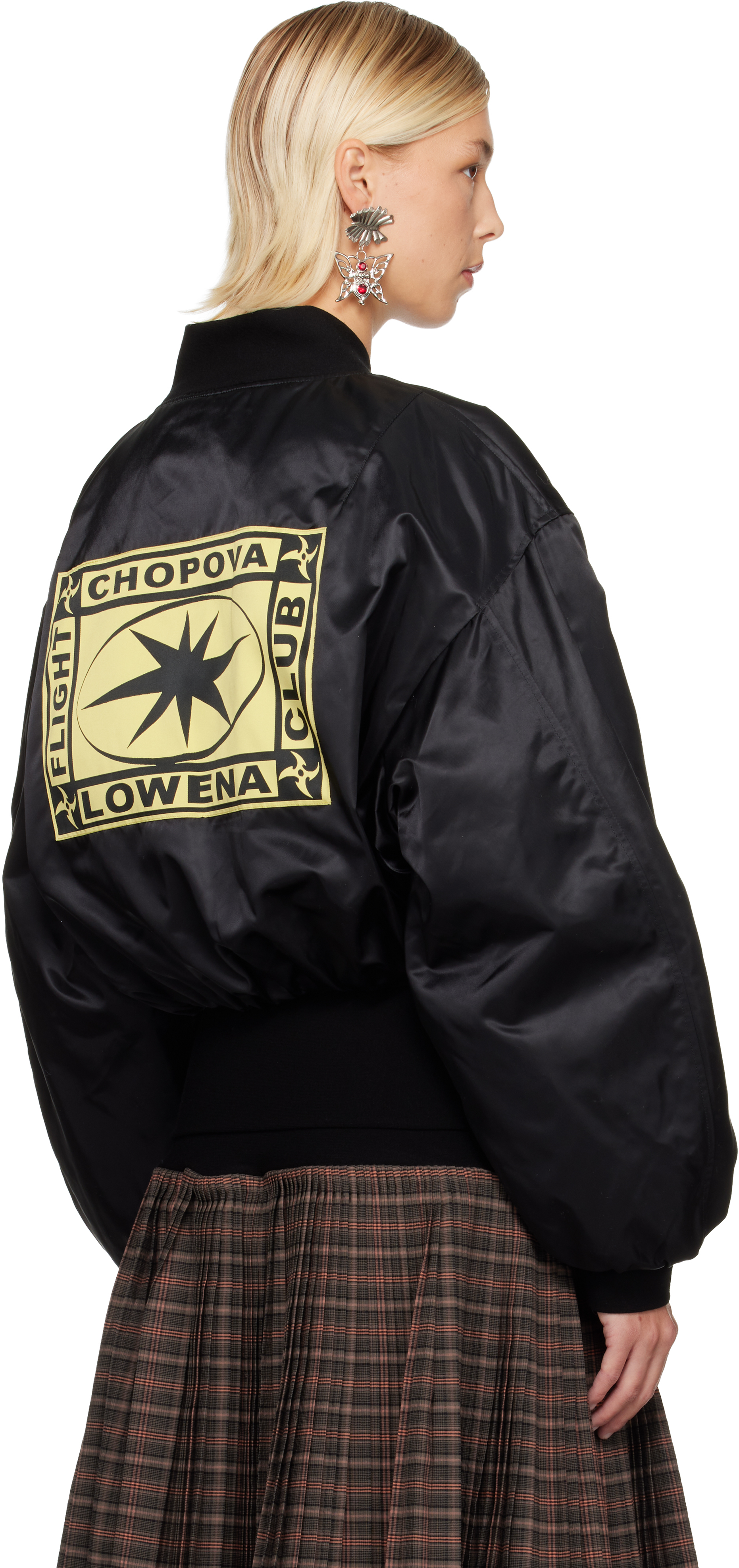 Chopova Lowena Black Glide Bomber Jacket In Animal Print