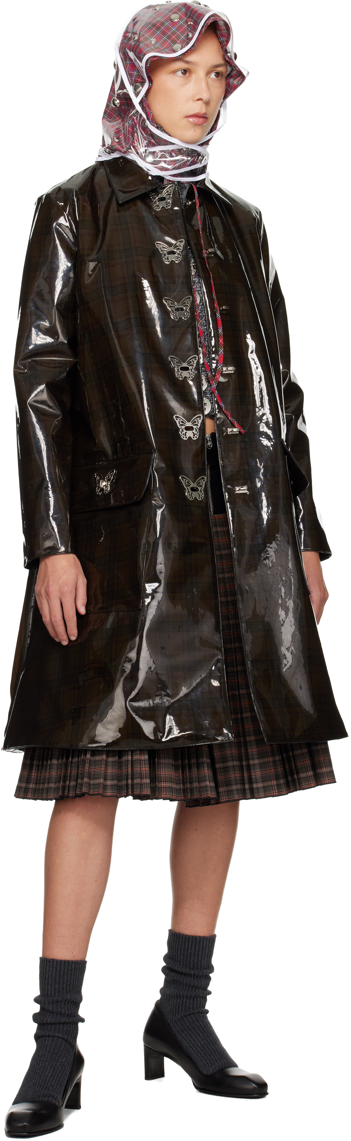 Chopova Lowena Black Squelchy Coat In Brown