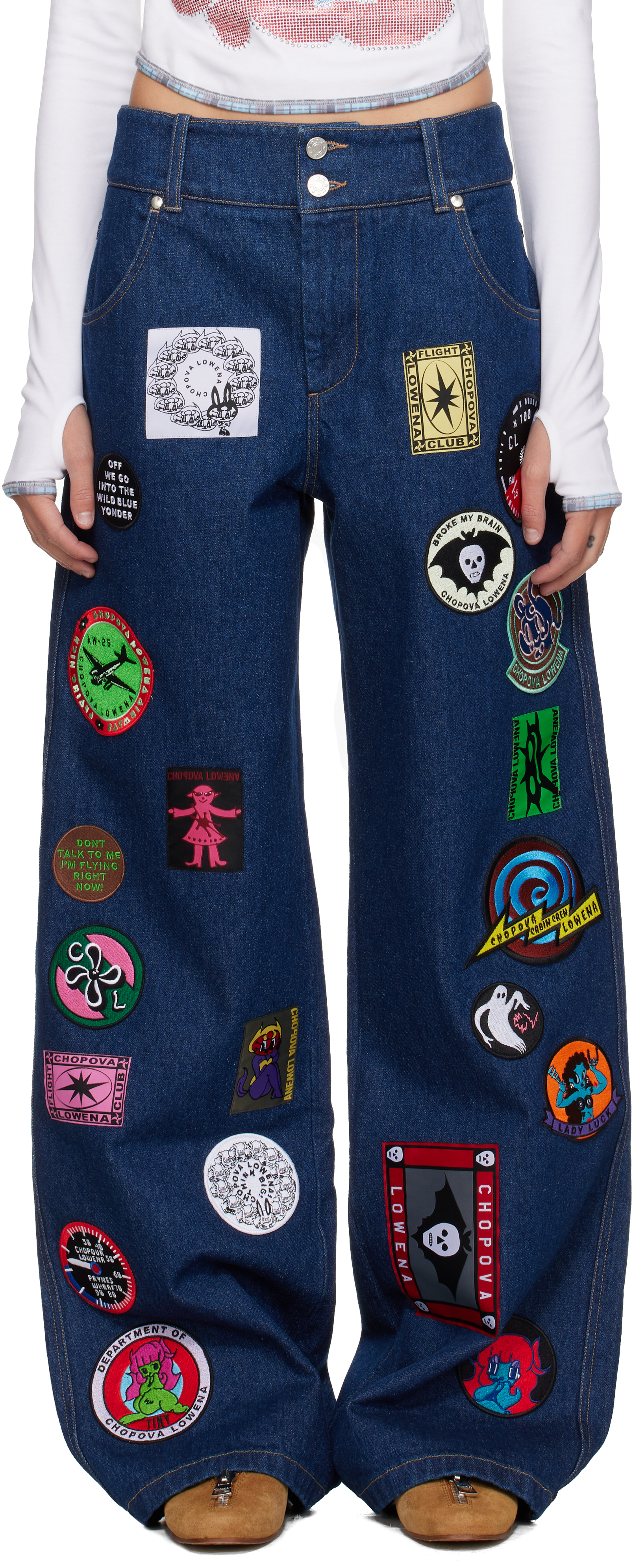 Chopova Lowena Navy Wicko Jeans In Multi