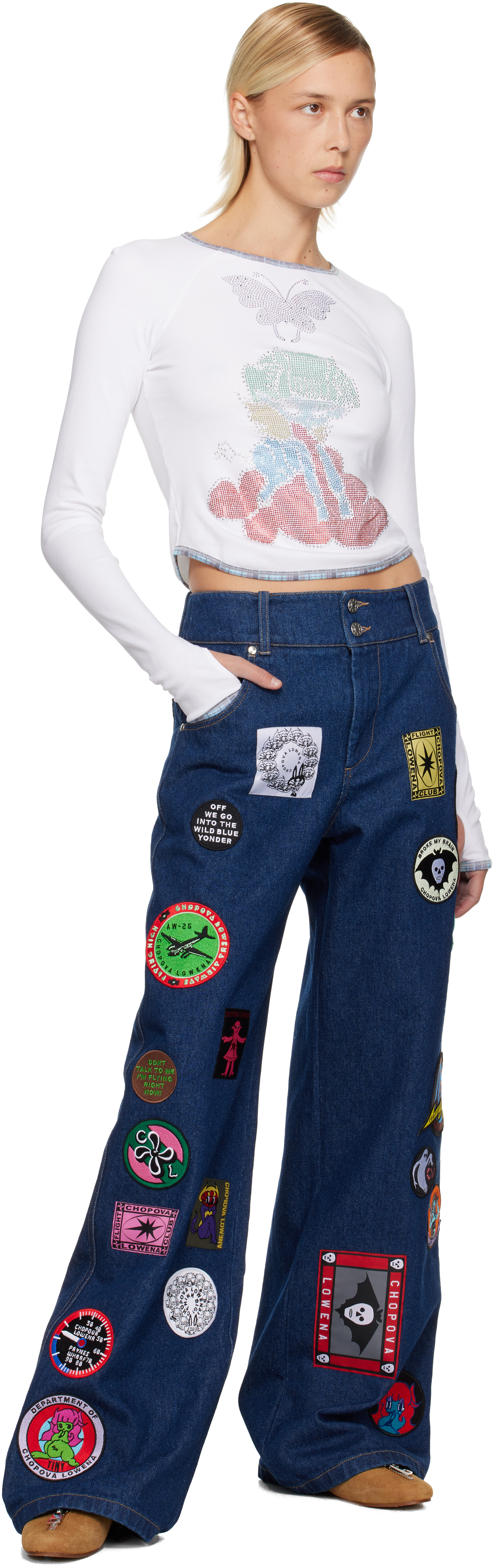 Chopova Lowena Navy Wicko Jeans In Multi