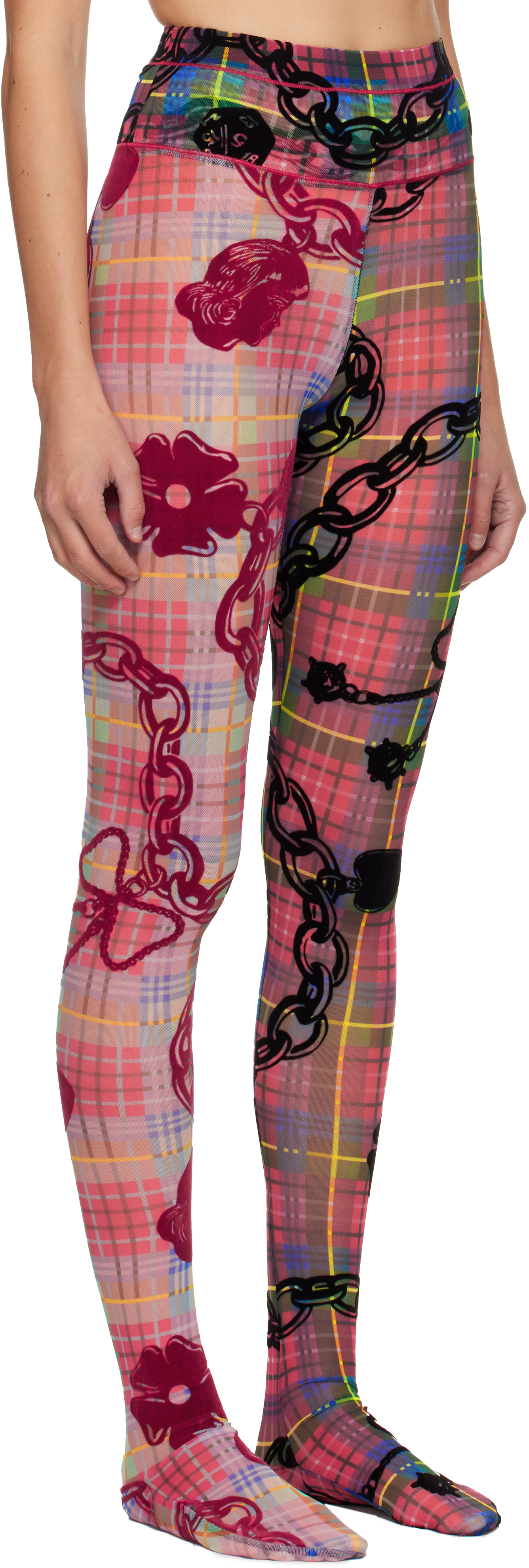 Chopova Lowena Multicolor Tartan Chain Mesh Leggings In Multi