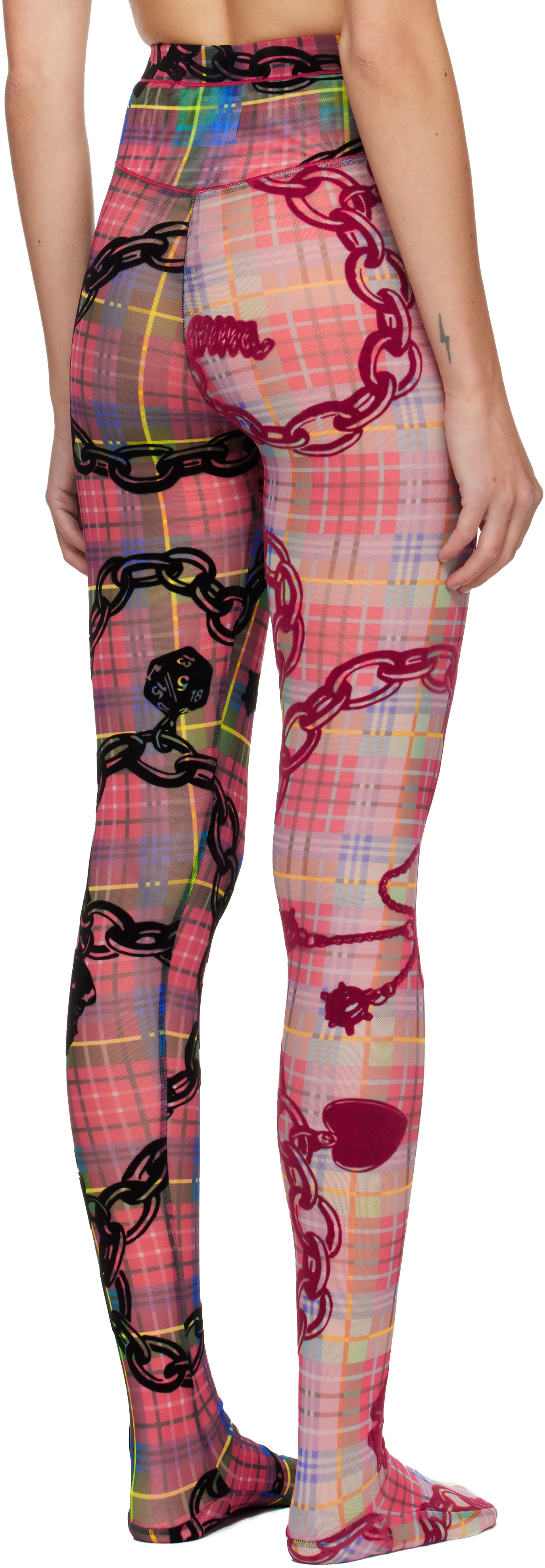 Chopova Lowena Multicolor Tartan Chain Mesh Leggings In Multi