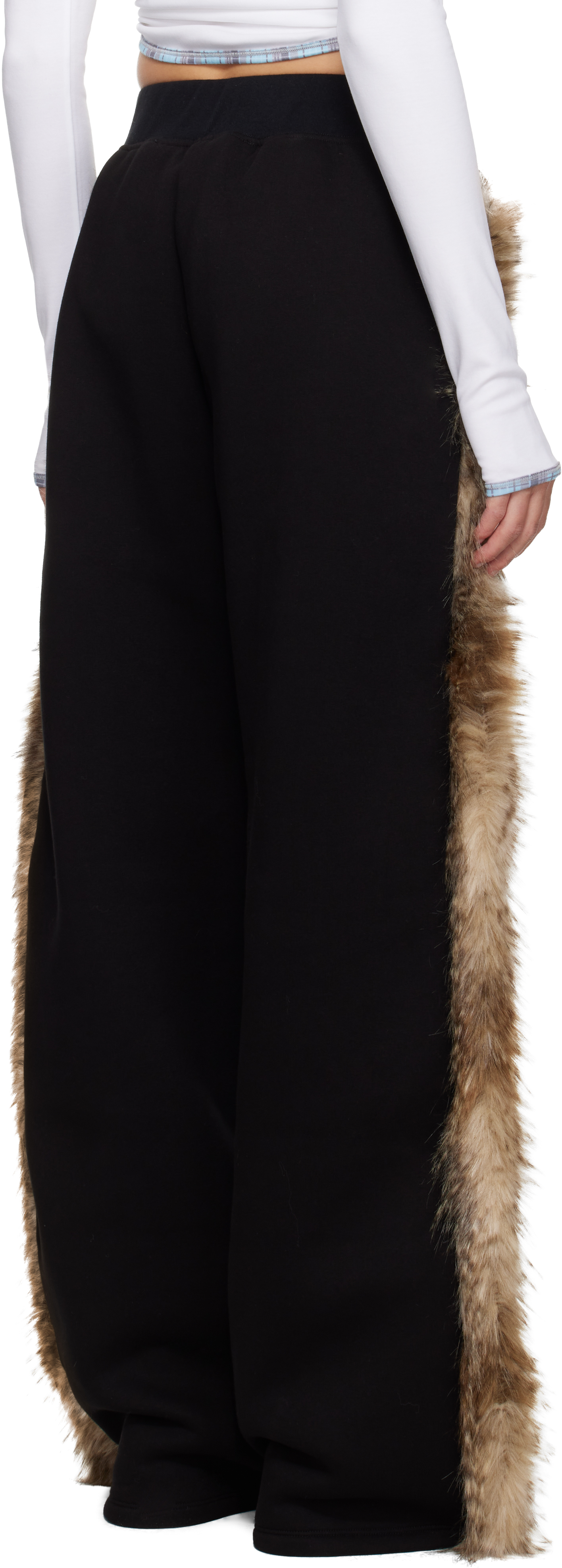 Chopova Lowena Black Faux-fur Sweatpants In White
