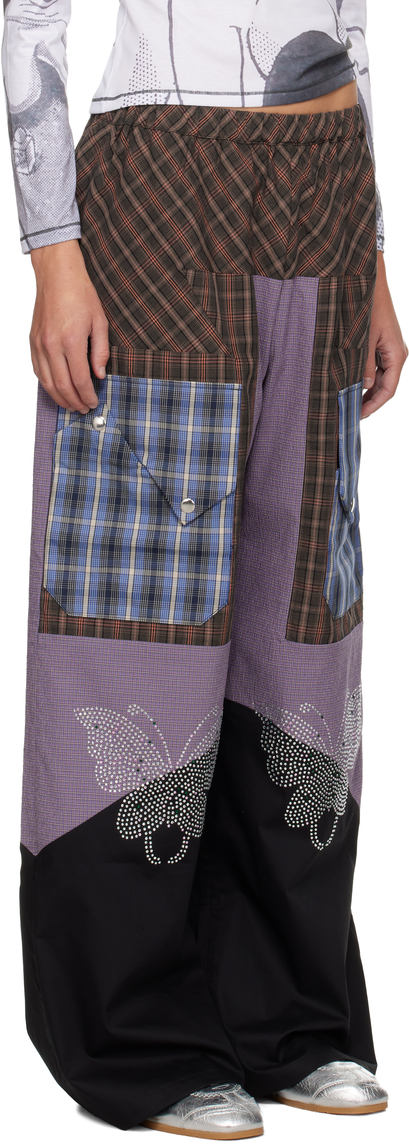 Chopova Lowena Bega Mixed Media Trousers In Multi