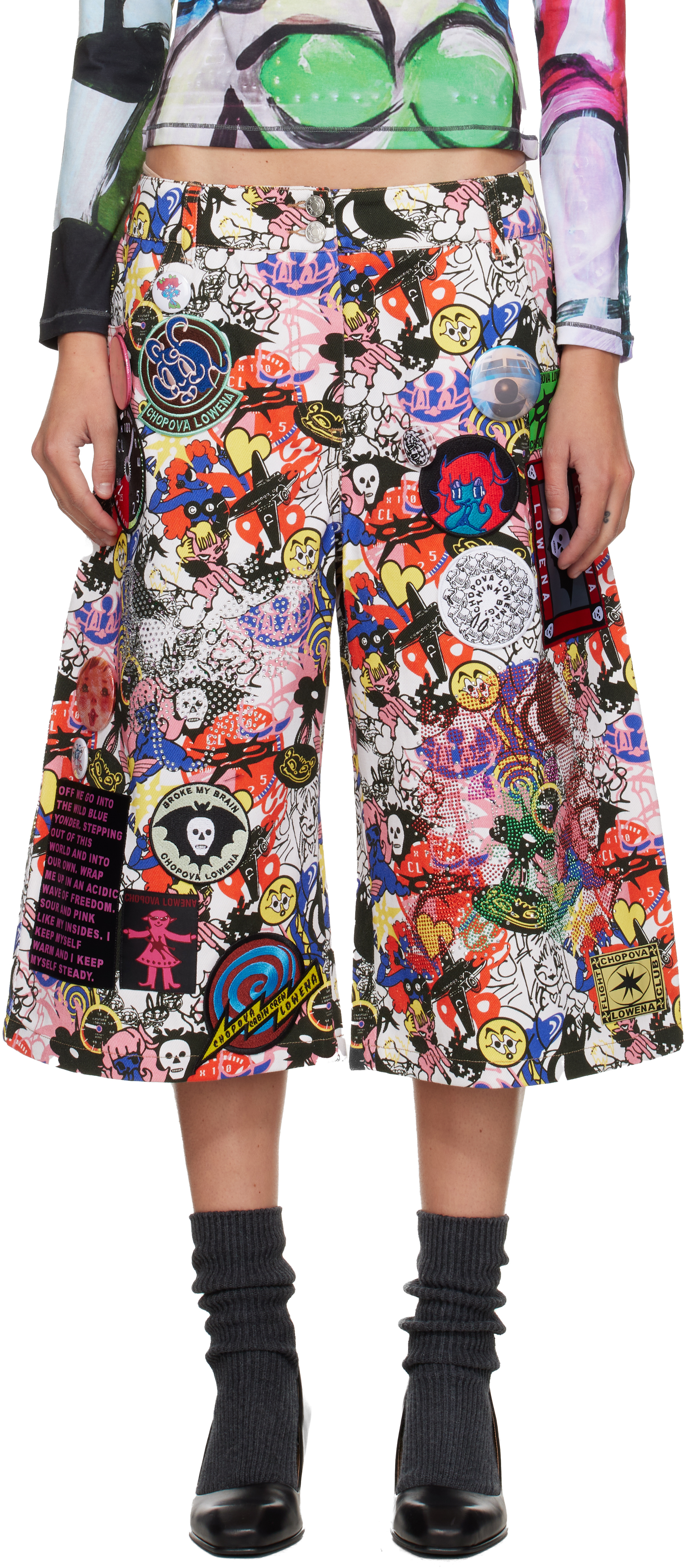 Chopova Lowena Multicolor Cosmos Denim Shorts In Multi