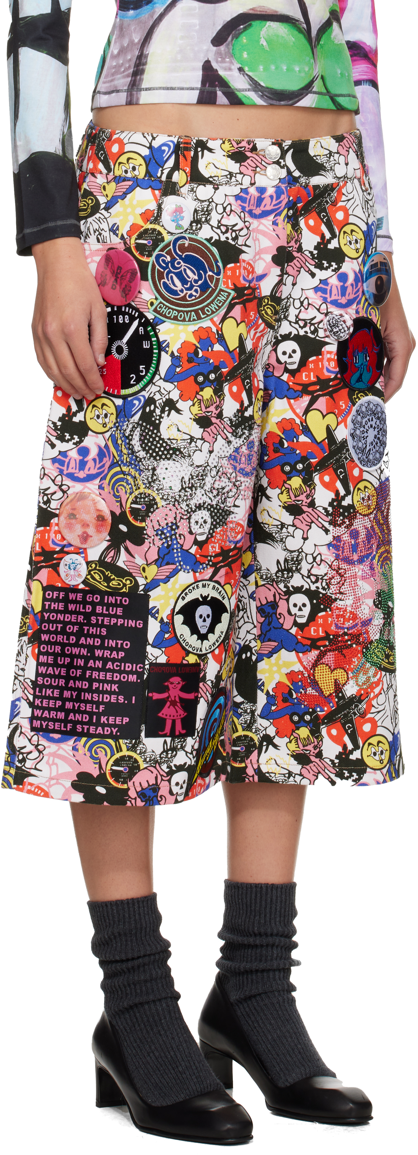 Chopova Lowena Multicolor Cosmos Denim Shorts In Multi