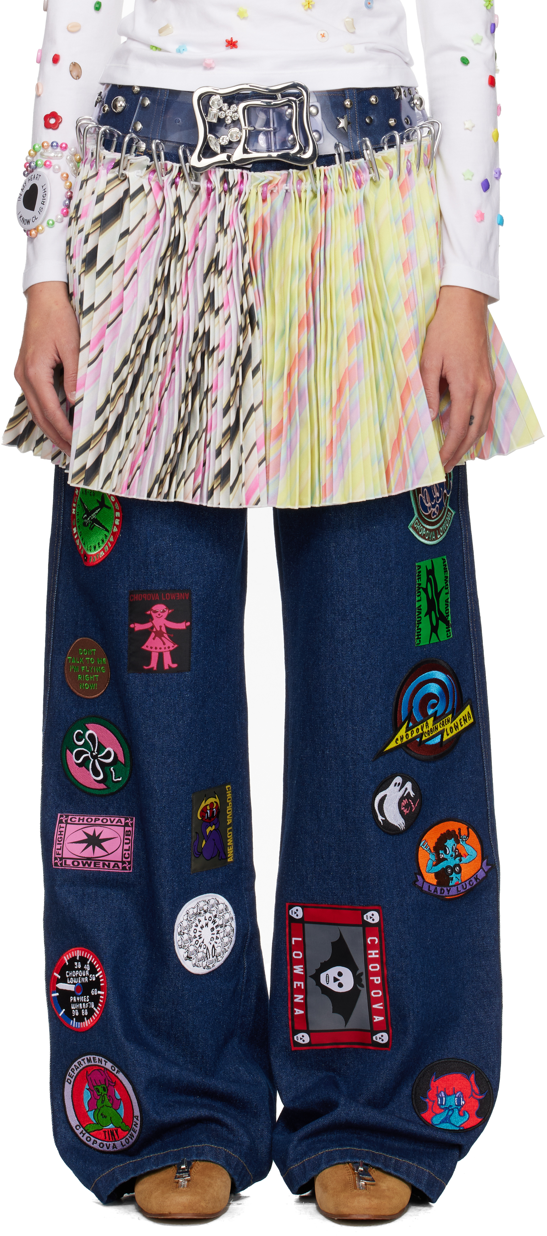 Chopova Lowena Multicolor Strobe Carabiner Miniskirt In Multi