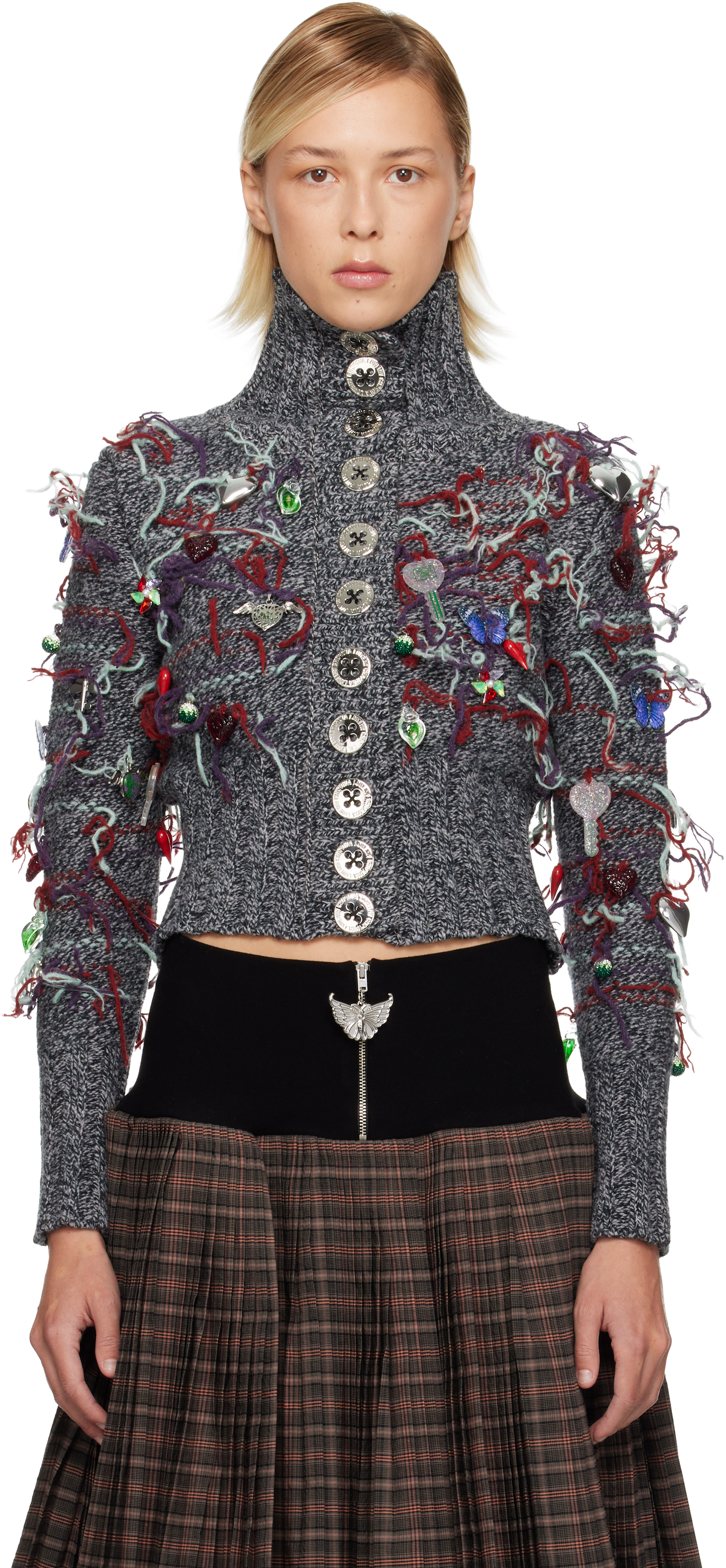 Chopova Lowena Gray Washed Up Cardigan In Gray