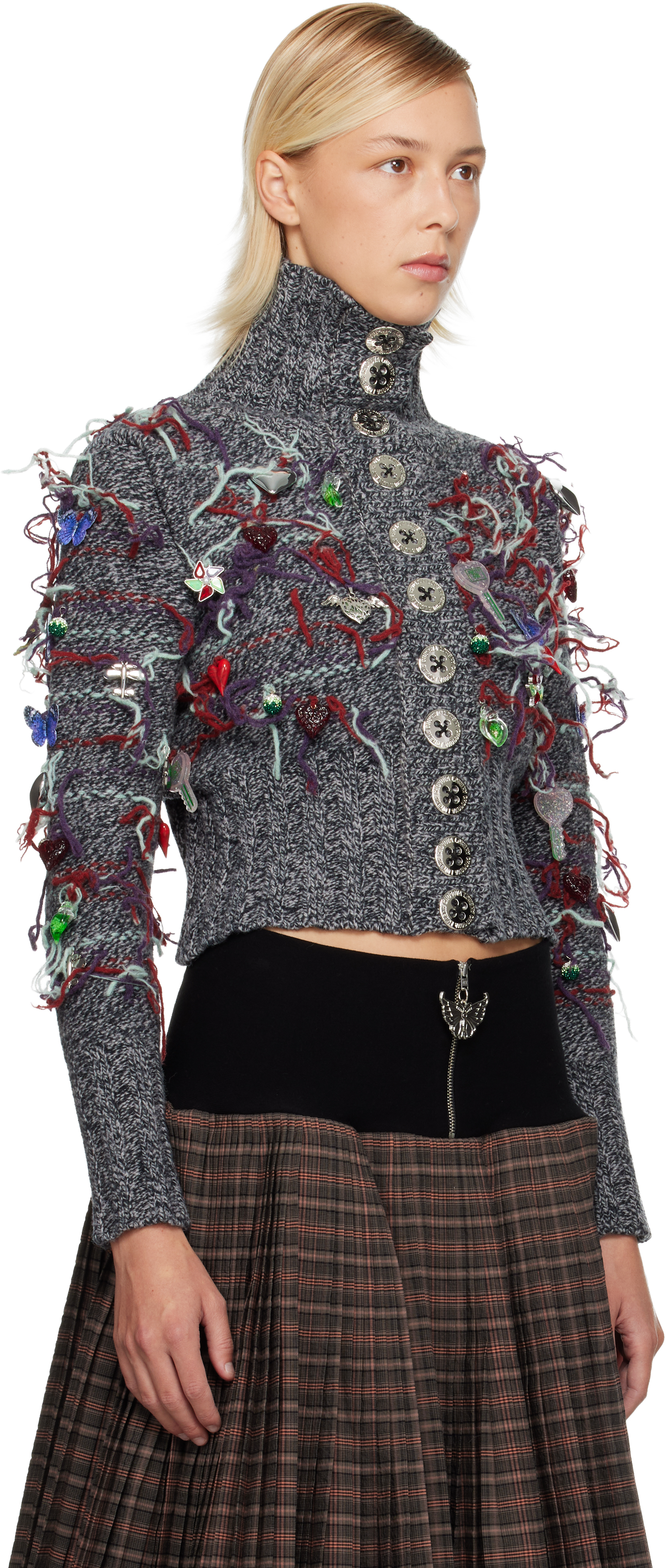 Chopova Lowena Gray Washed Up Cardigan In Gray