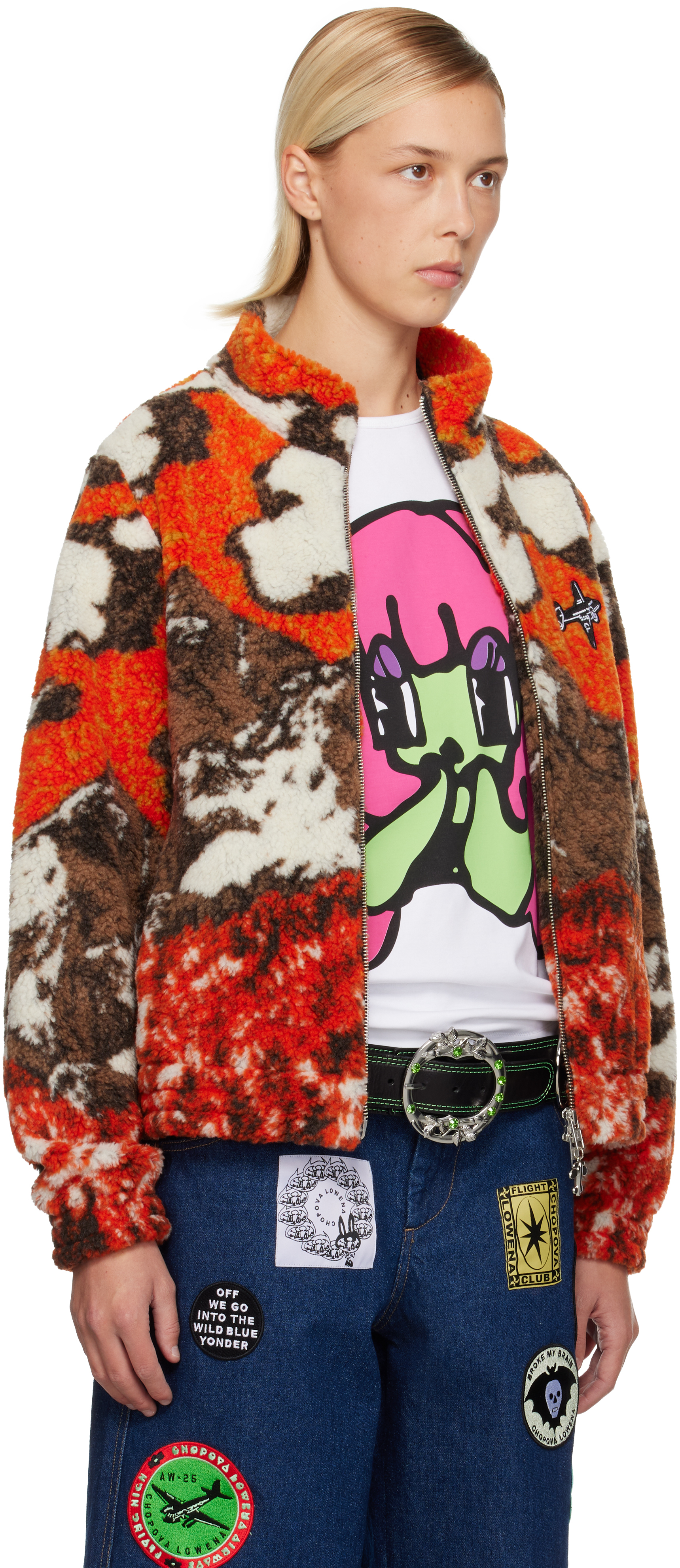 Chopova Lowena Orange Cl Airlines Fleece Jacket In Multi