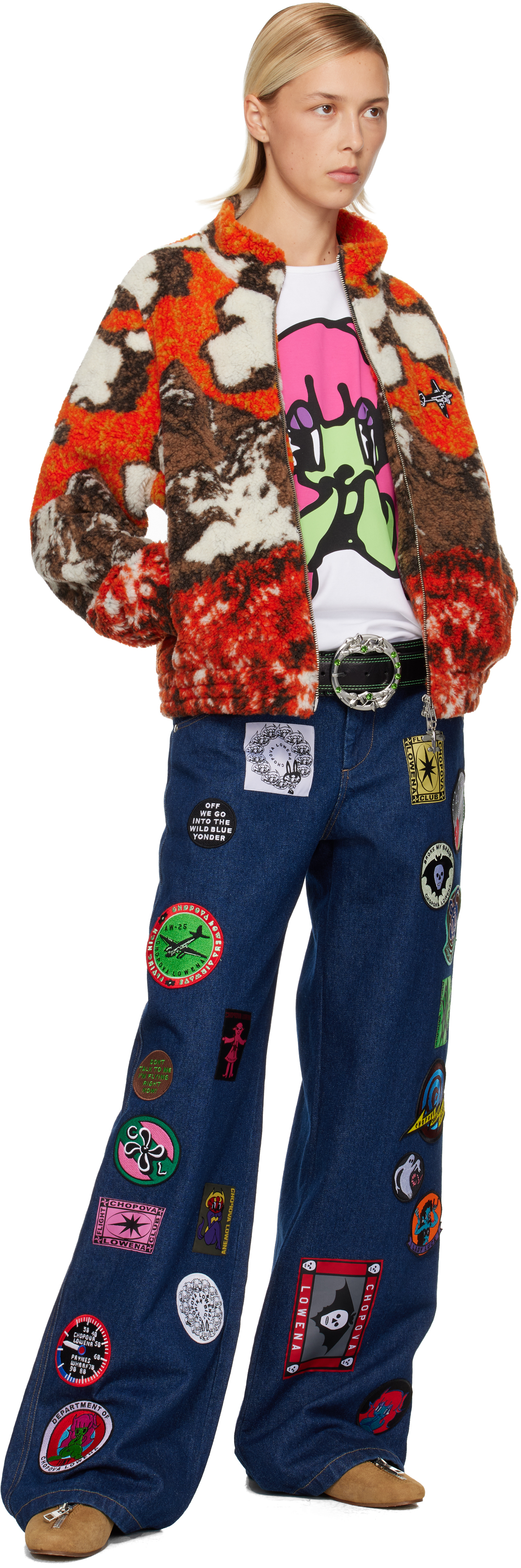 Chopova Lowena Orange Cl Airlines Fleece Jacket In Multi