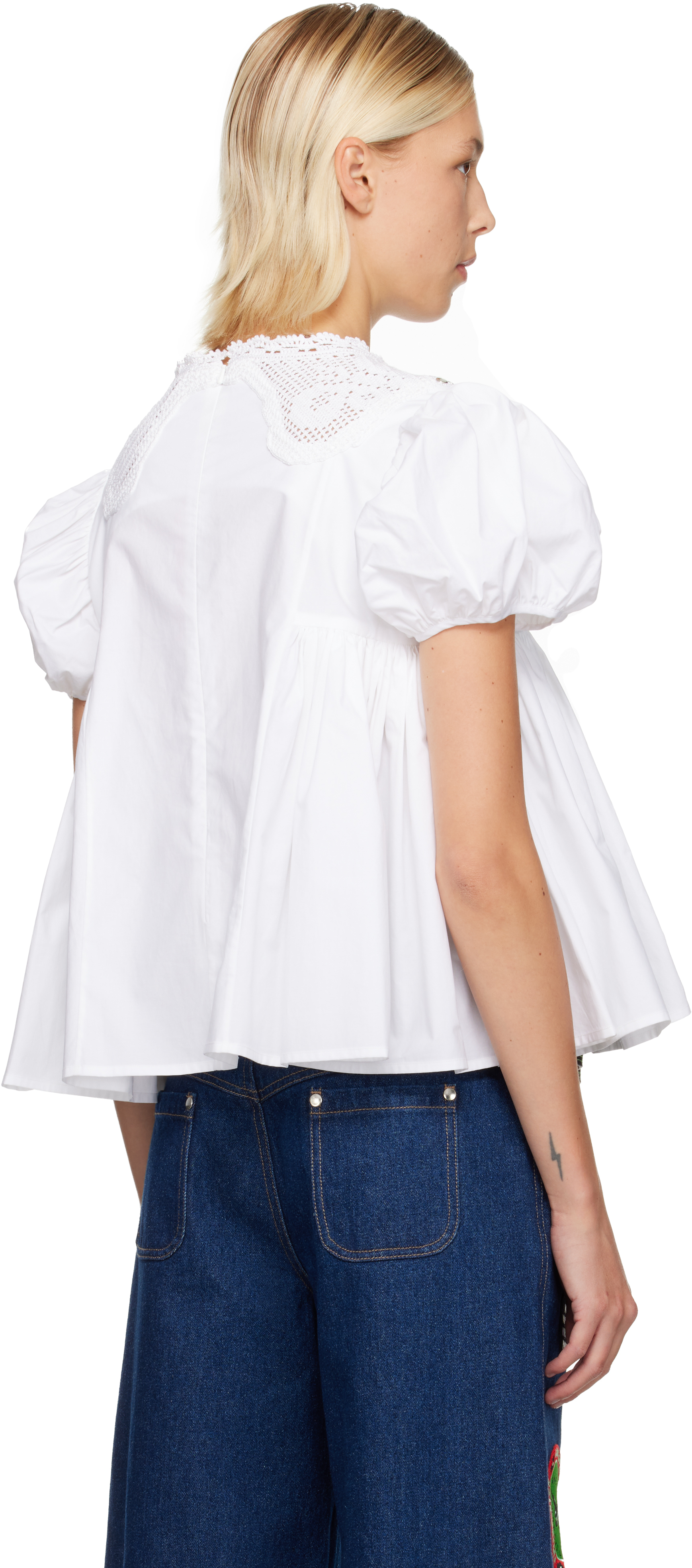 Chopova Lowena White Willa Hand Crochet Blouse In White