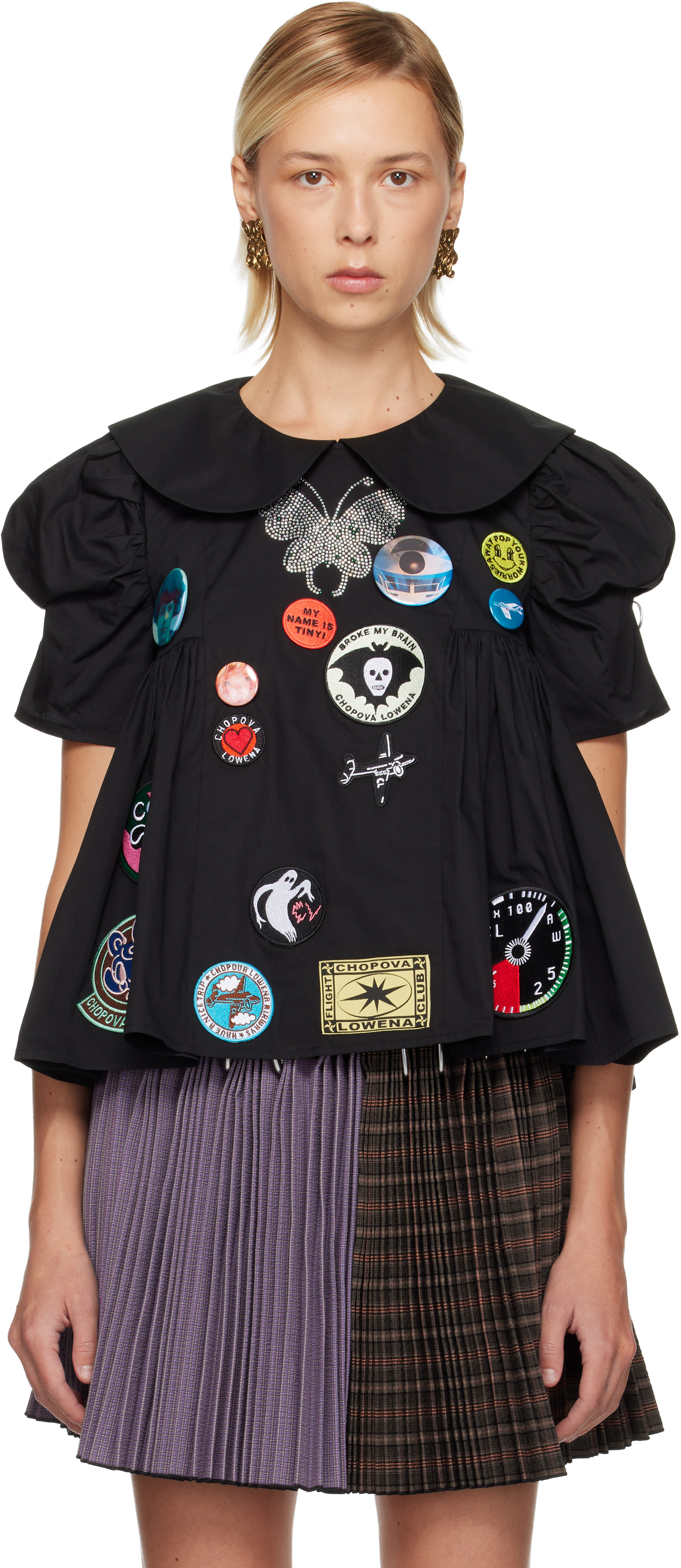 Chopova Lowena Black Alibi Blouse In Multi