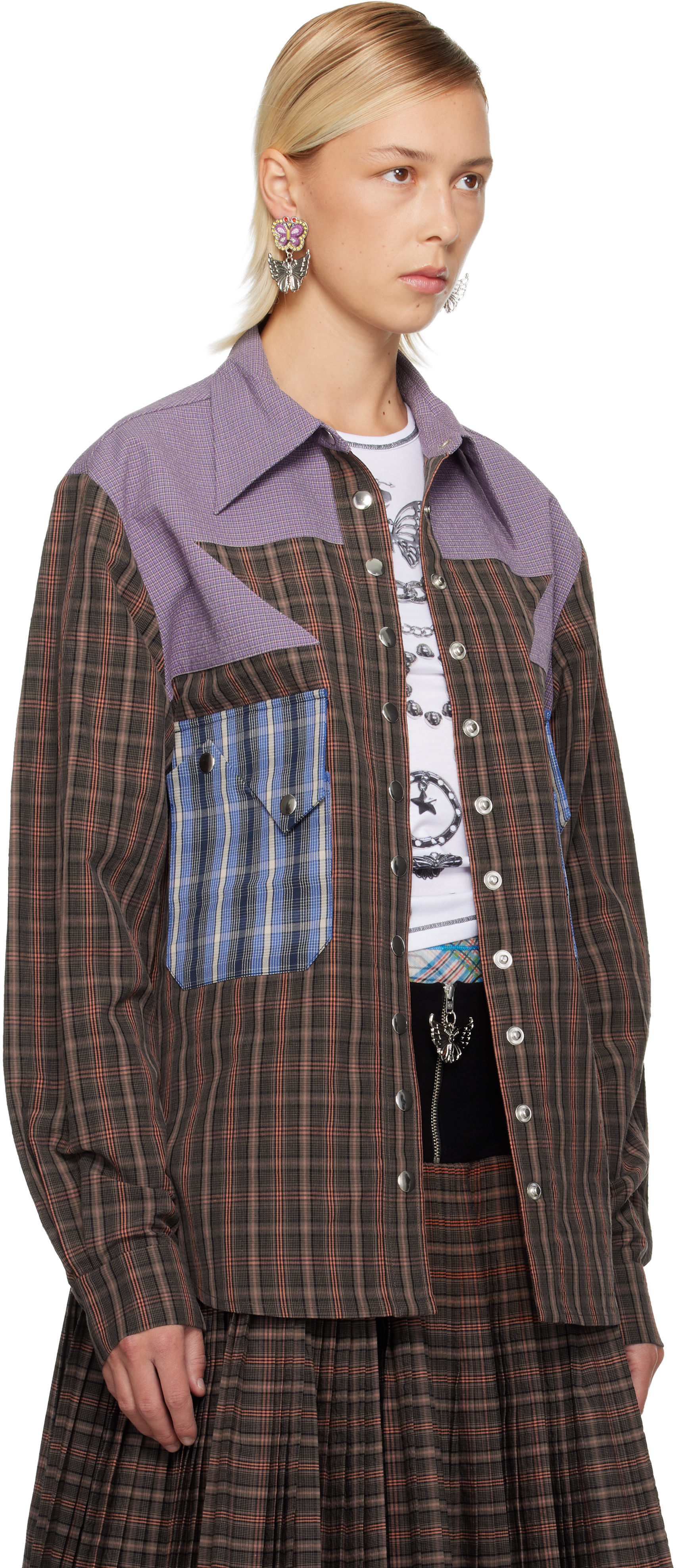 Chopova Lowena Brown & Purple Vega Shirt In Multi