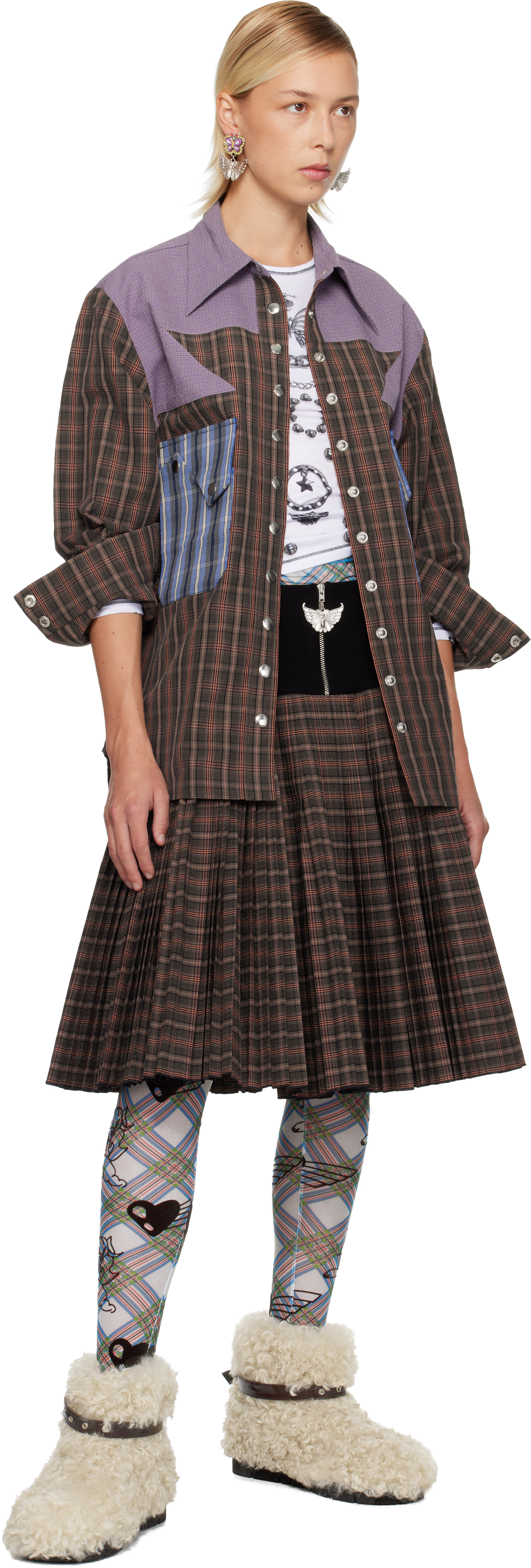 Chopova Lowena Brown & Purple Vega Shirt In Multi