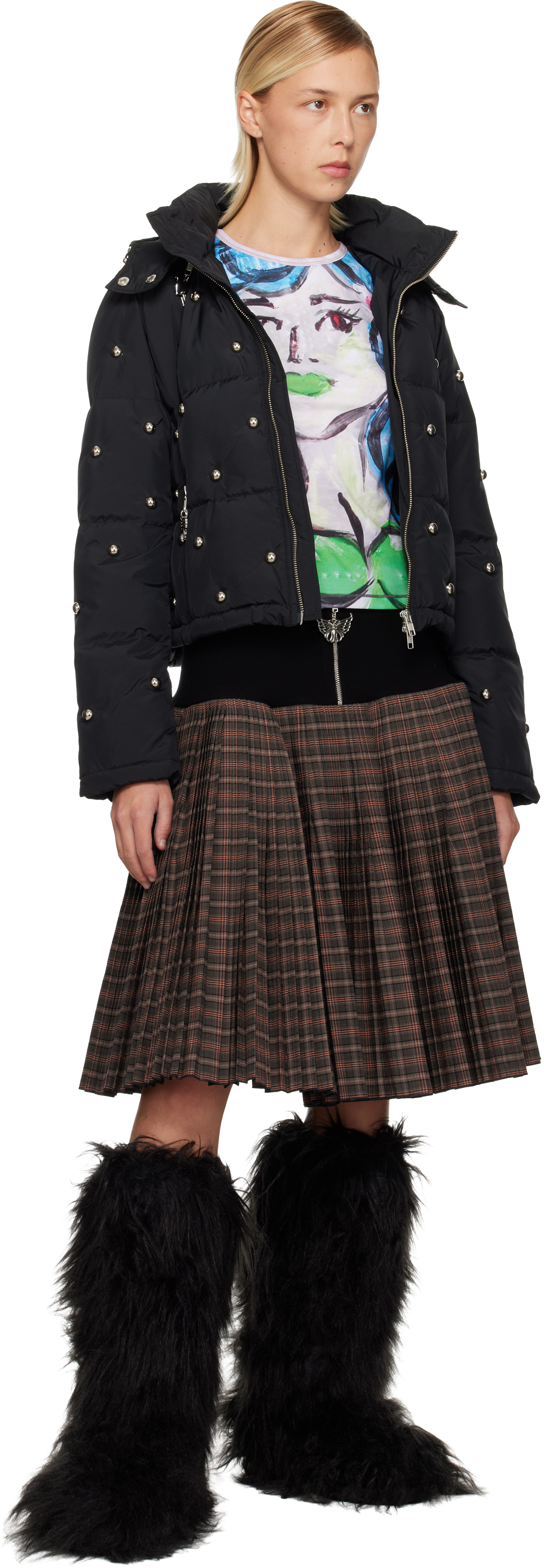 Chopova Lowena Multicolor Painted Pin Up Fitted Jersey T-shirt In Blue