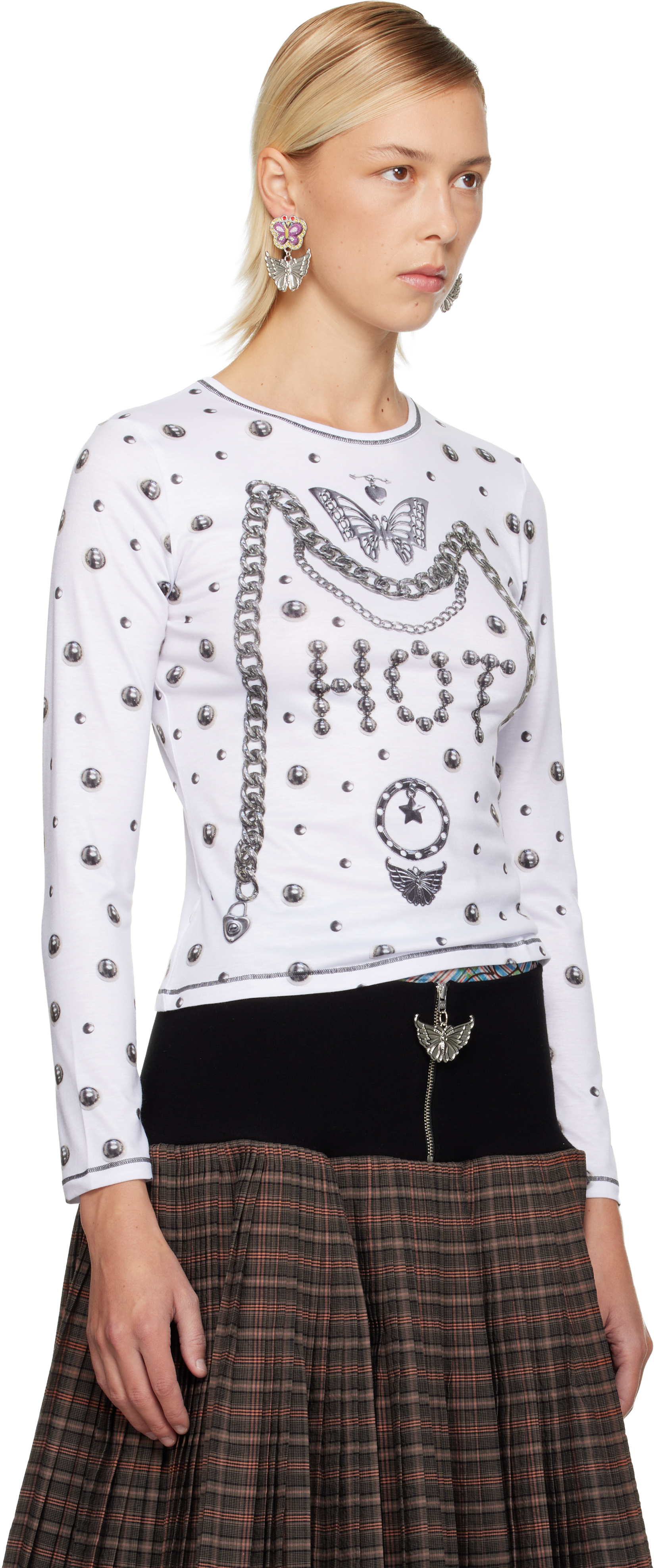 Chopova Lowena White 'hot' Fitted Jersey T-shirt In White