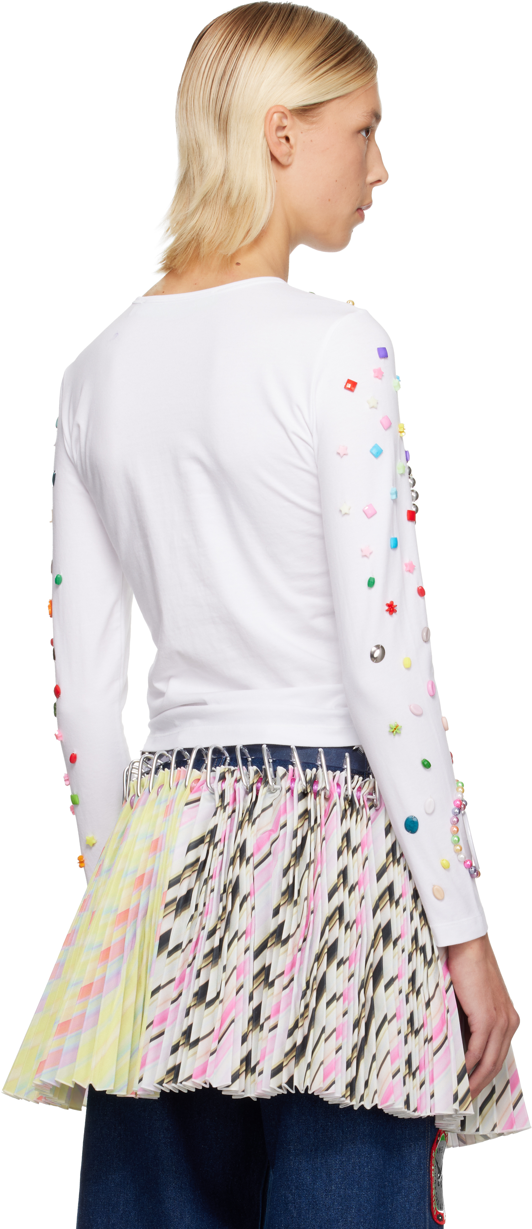 Chopova Lowena White Day Defunct Beaded Jersey T-shirt In Multi