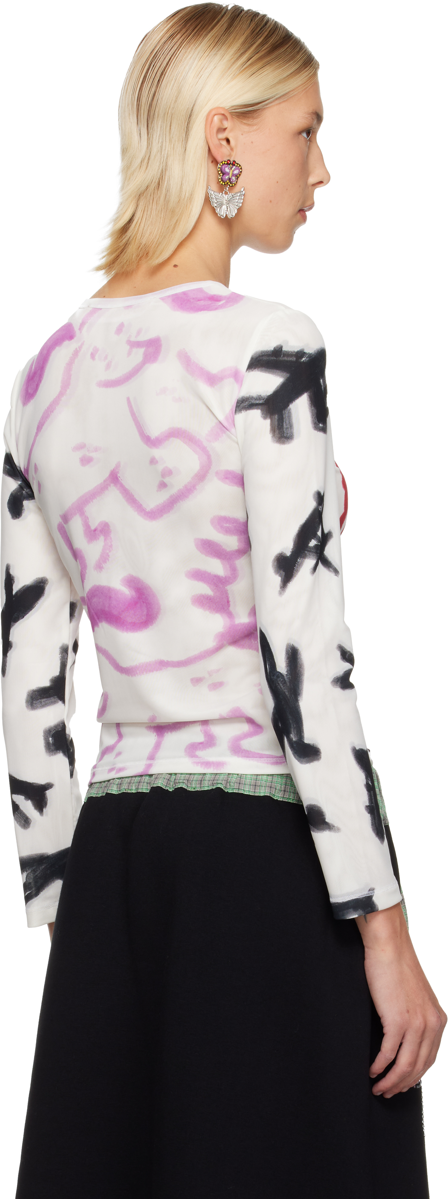 Chopova Lowena White Bone Mesh T-shirt In Multi