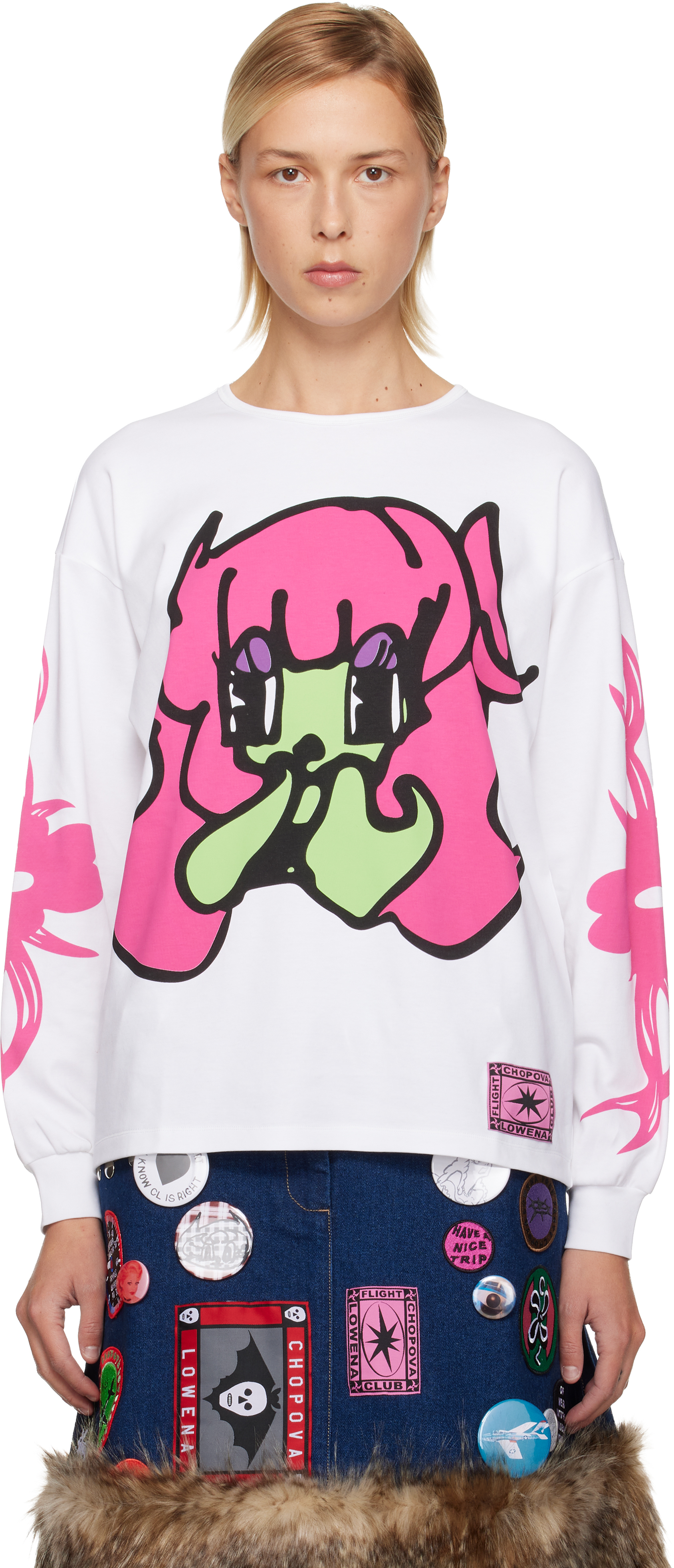 Chopova Lowena White Bashful Oversized Jersey T-shirt In Animal Print