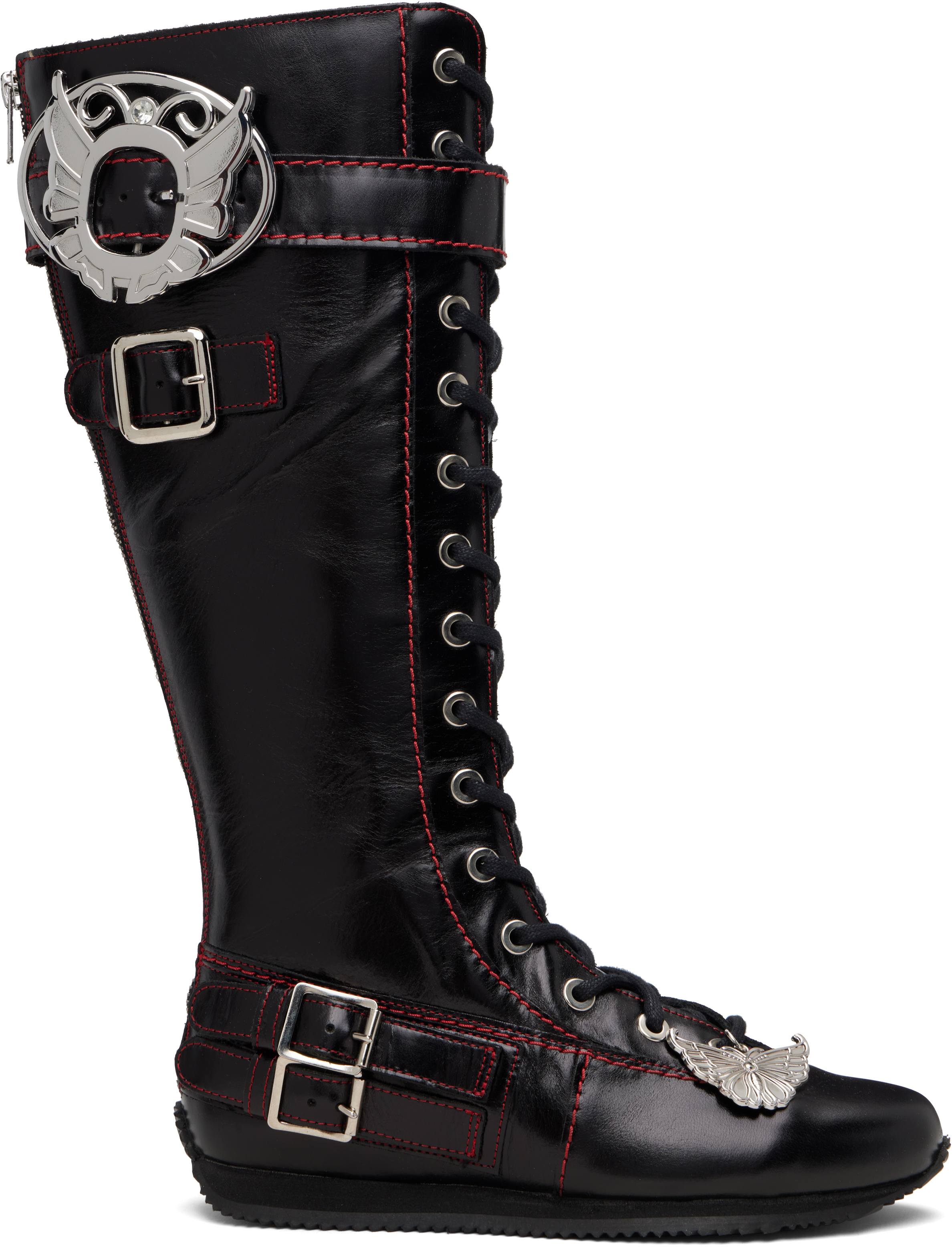 Chopova Lowena Black Chunky Lace Up Stefanie Tall Boots In Black