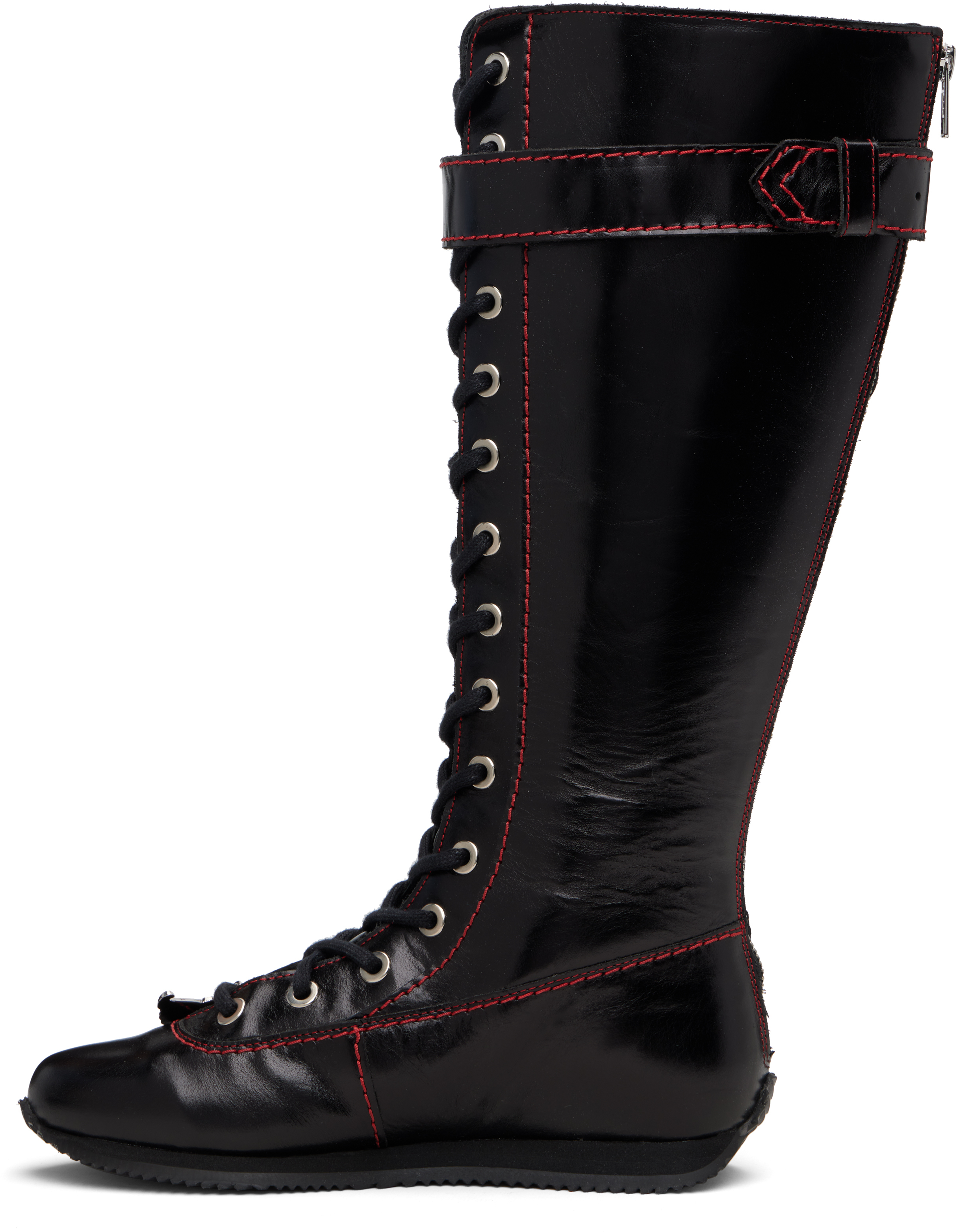 Chopova Lowena Black Chunky Lace Up Stefanie Tall Boots In Black