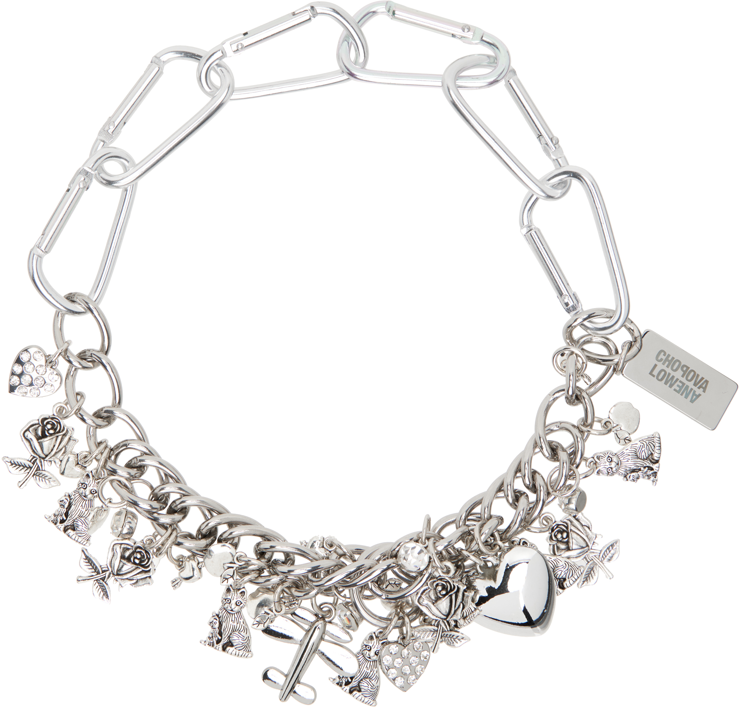 Chopova Lowena Metal Crew Carabiner Necklace In Silver